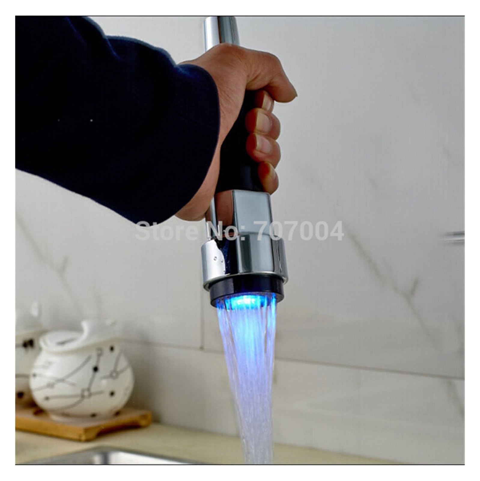 Caño de Repuesto for Grifo de Cocina con Cabezal rociador extraíble con luz LED, Acabado Cromado