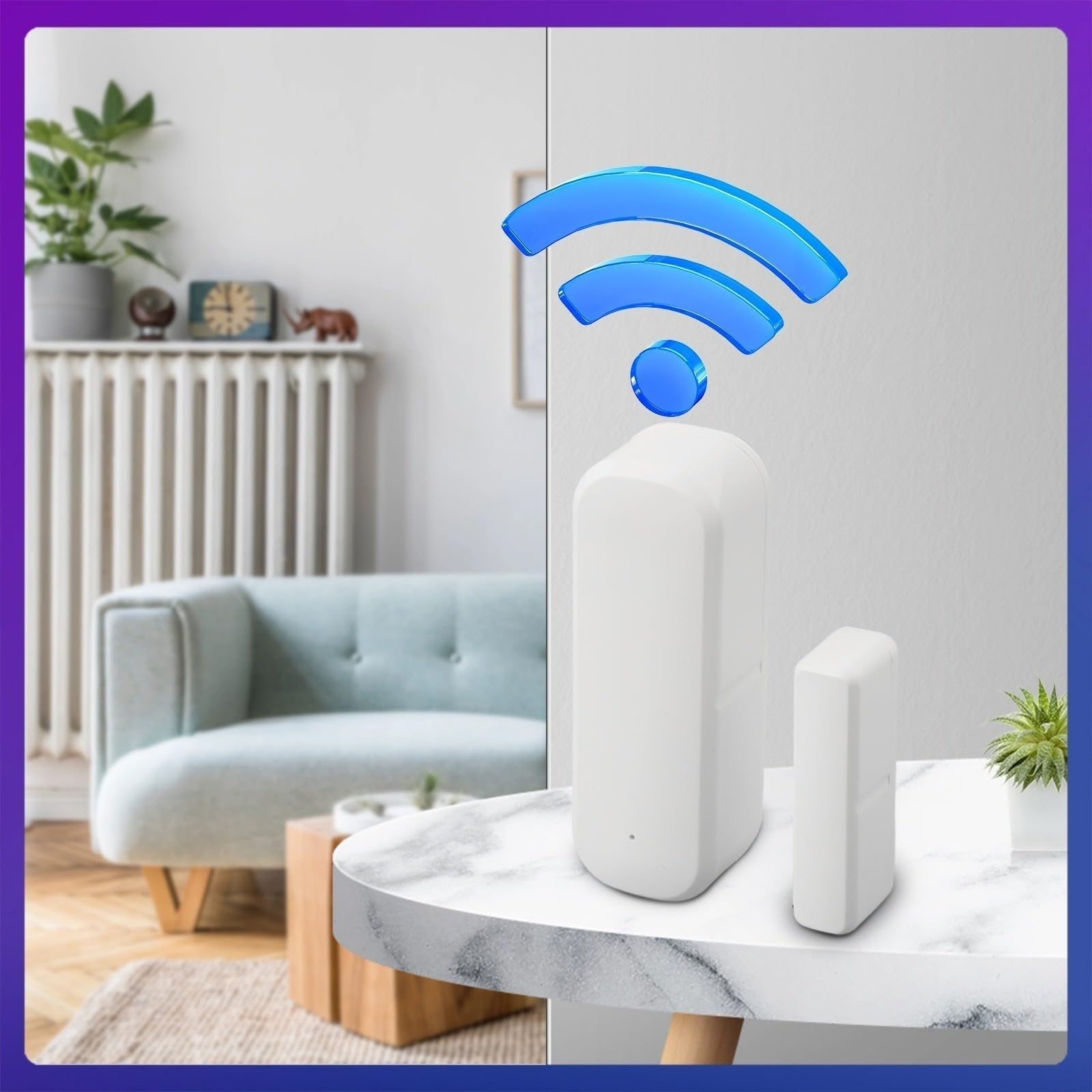 Sensor inteligente de puerta y ventana, compatible con aplicación Tuya, alarma de contacto magnético inalámbrico de 2,4 GHz, compatible con asistente de voz, notificación telefónica instantánea, no