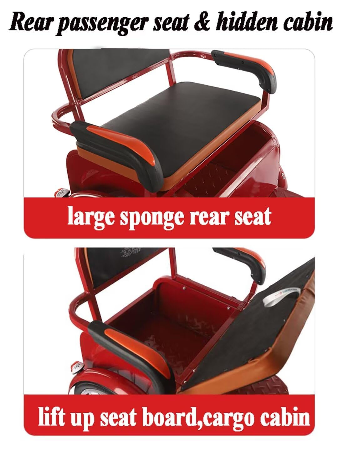 DSeenLeap Klapp-Dreirad Für Erwachsene - Tandem Mit Rücksitz & 16 Zoll Rädern