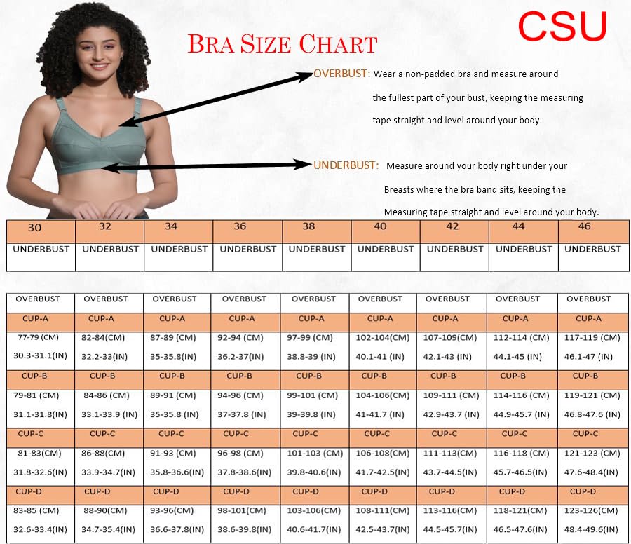 Image of CSU Women's Cotton Full Coverage Non-Padded Wire Free T-Shirt Bra Combo