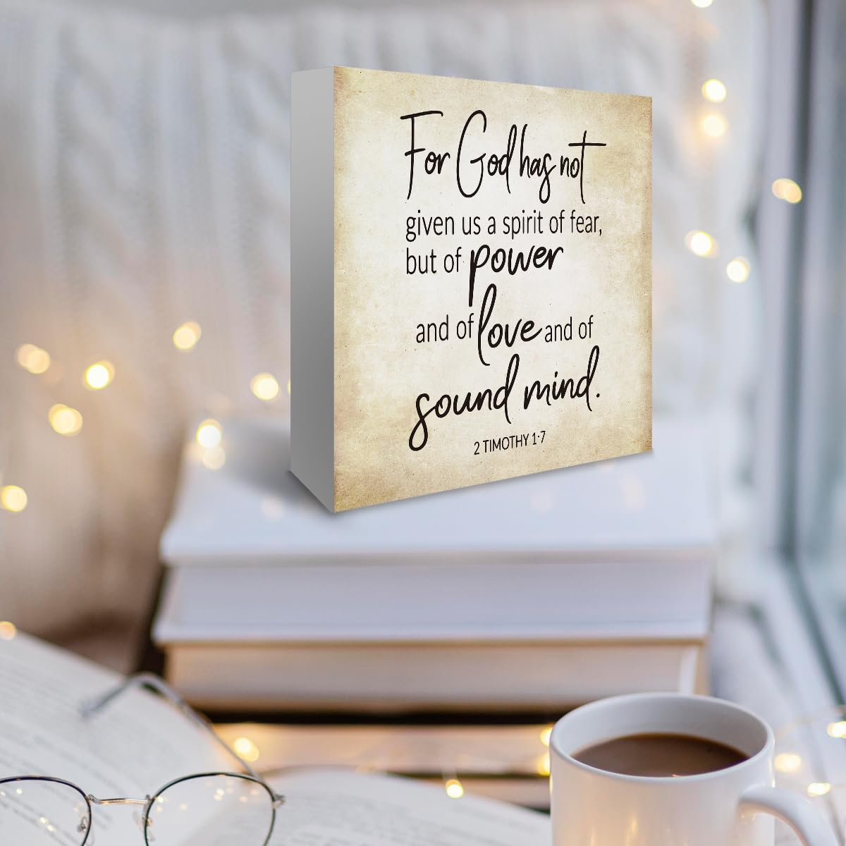 Amazon.com: Inspirational Bible Verse For God Has Not Given Us A Spirit Of  Fear Wooden Box Sign 2 Timothy 1:7 Rustic Scripture Wood Block Plaque Box  Sign for Home Office Shelf Table