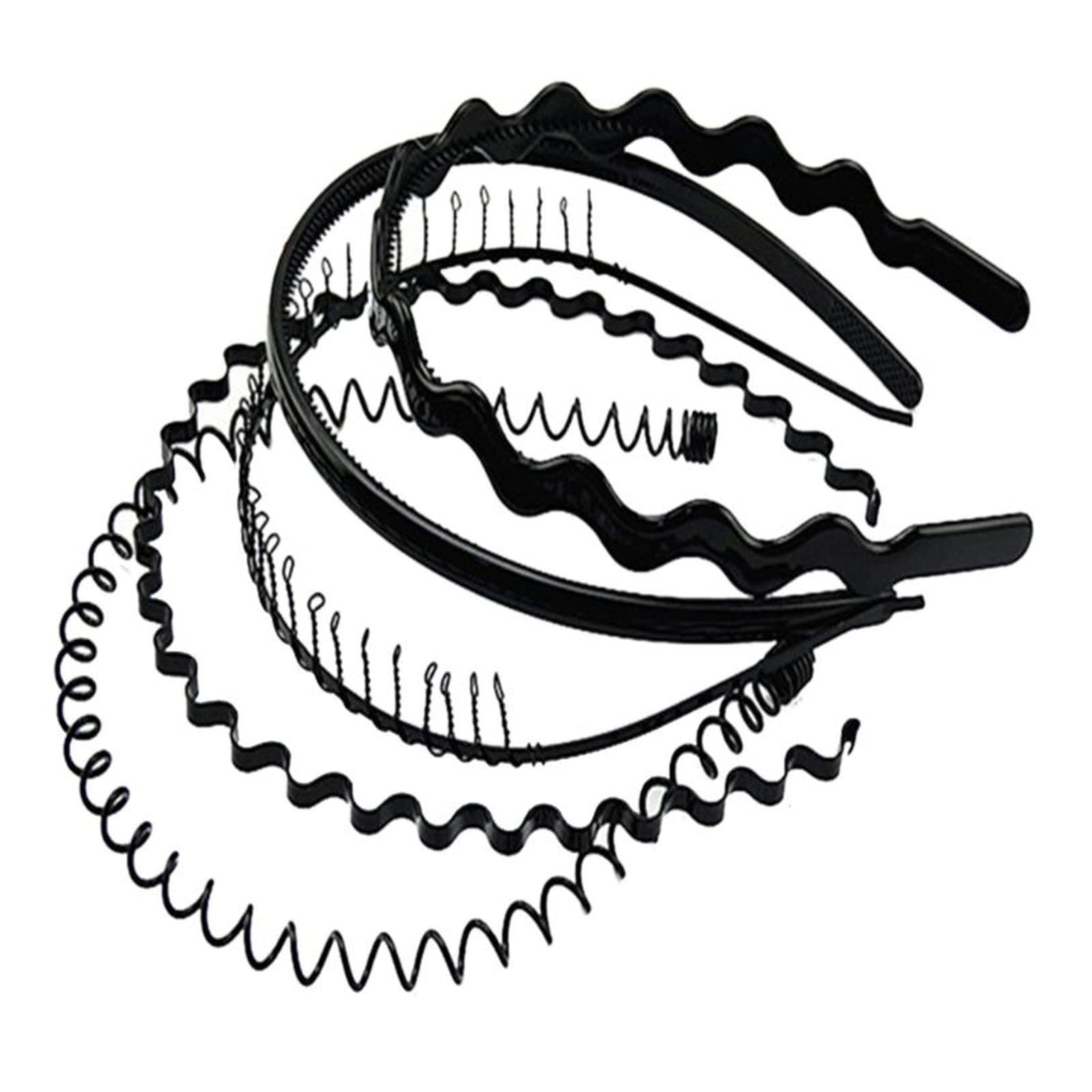 Opaska do mycia twarzy 5 sztuk Mężczyźni Kobiety Czarny Multi-Style Metalowa obręcz do włosów Wiosna Falista spiralna opaska Proste mycie twarzy Sportowe nakrycia głowy Pałąk do mycia twarzy