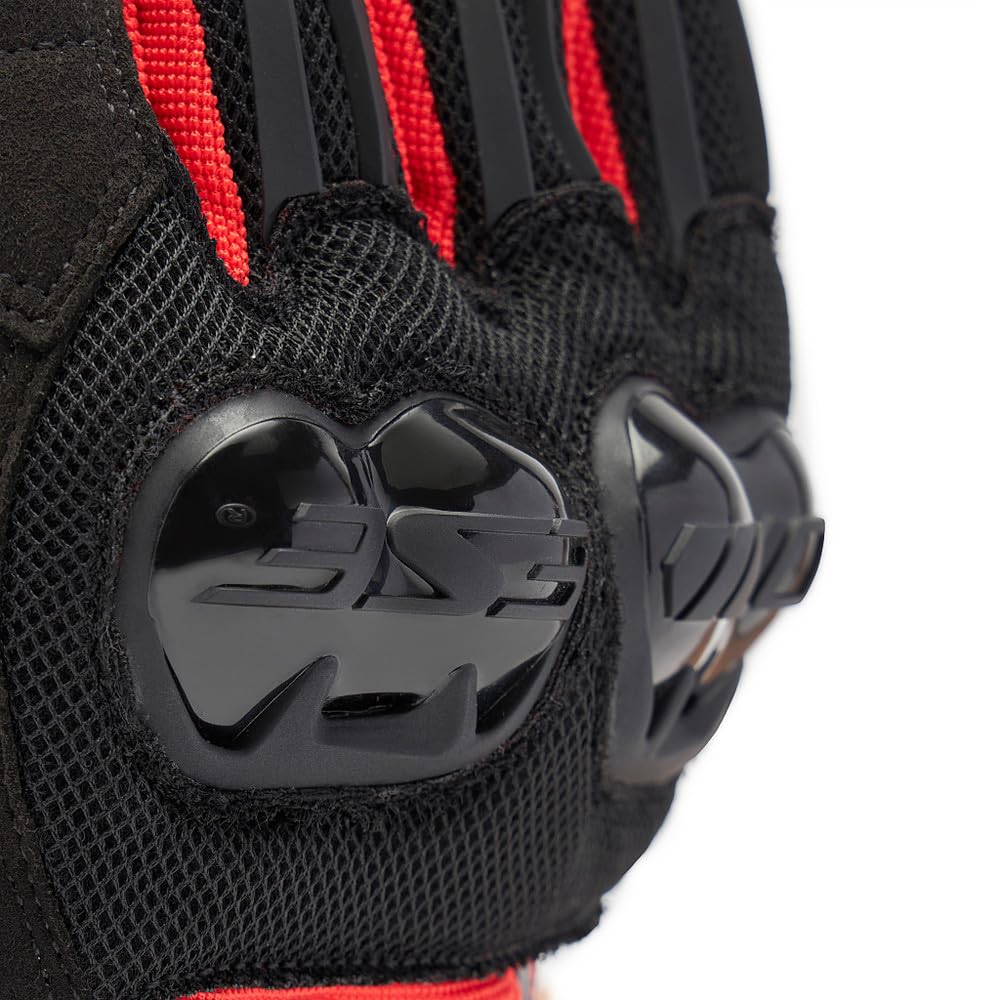 DAINESE - Mig 3 Air Tex Gloves, Guanti Moto Estivi, Tessuto Ventilato, Protezioni sulle Nocche, Touch Screen, Nero/Rosso, XL