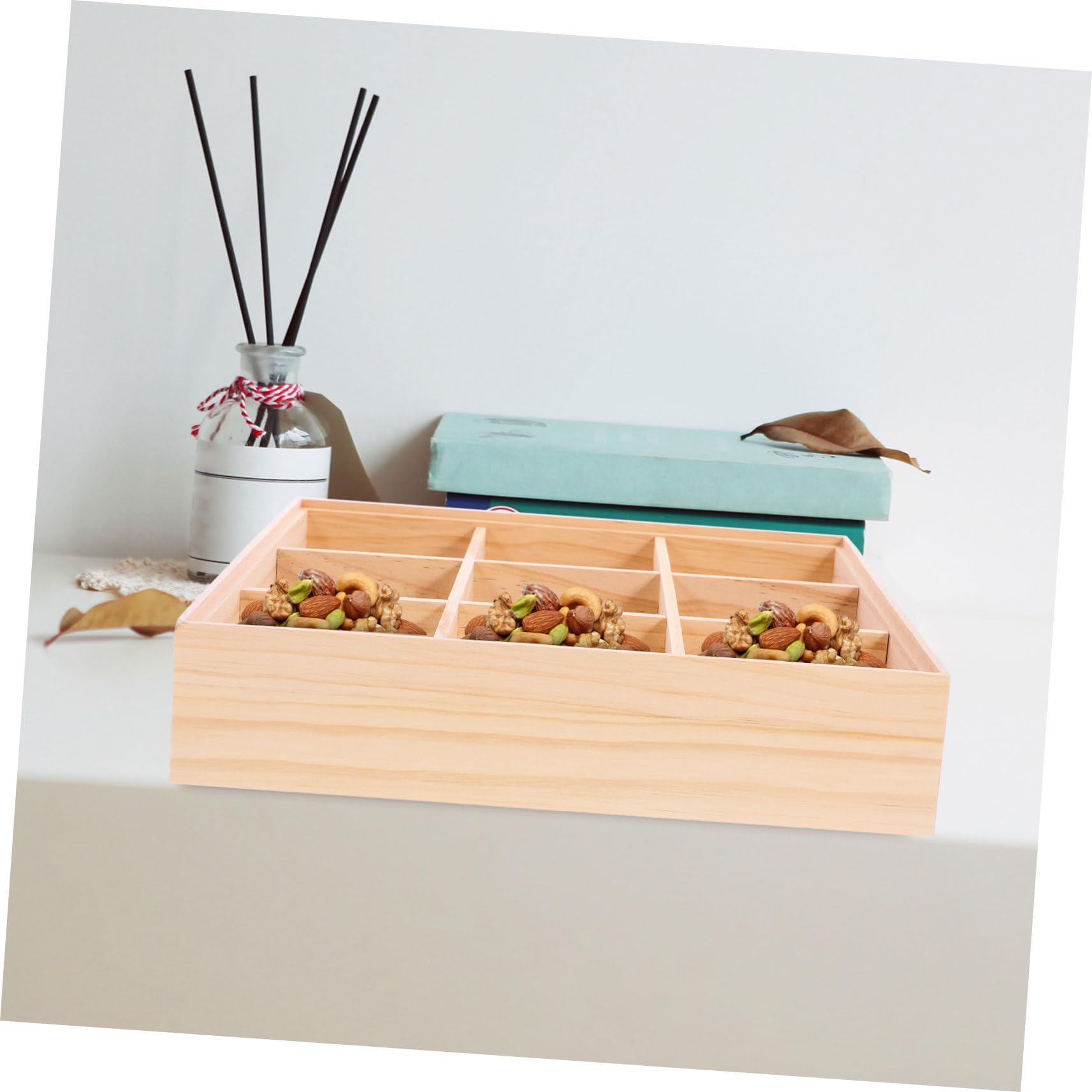 GALPADA Mehrzweck Aufbewahrungsbox mit Fächern Braune Snackbox und Teebeutel Organizer für Wohnzimmer Tisch und Outdoor Picknicks