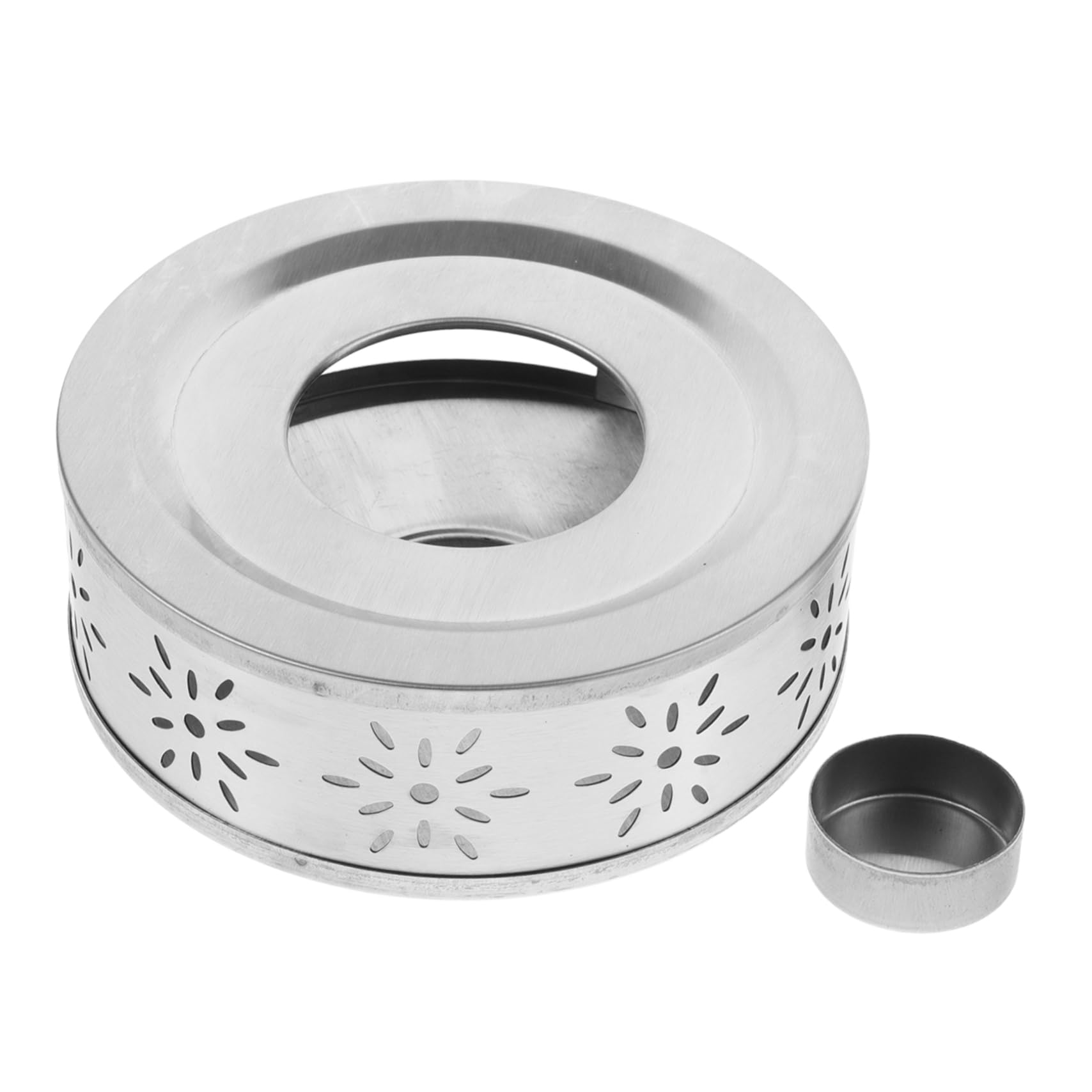 GRIRIW Portable Stainless Steel Teapot Warmer Base for Warming Tea Coffee and Milk Candle Heater for Home Office and Tea House Efficient Beverage Temperature Control