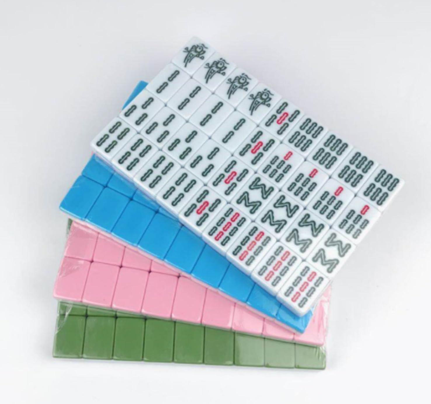 Chinesisches Mahjong Mah Jong Mahjong-Fliesen, Haushalt, Hand-Mahjong-Fliesen, Schlafsaal, Mahjong-Fliesen, Mahjong, 144 Blatt Für Familie Reise Spiel(Pink)