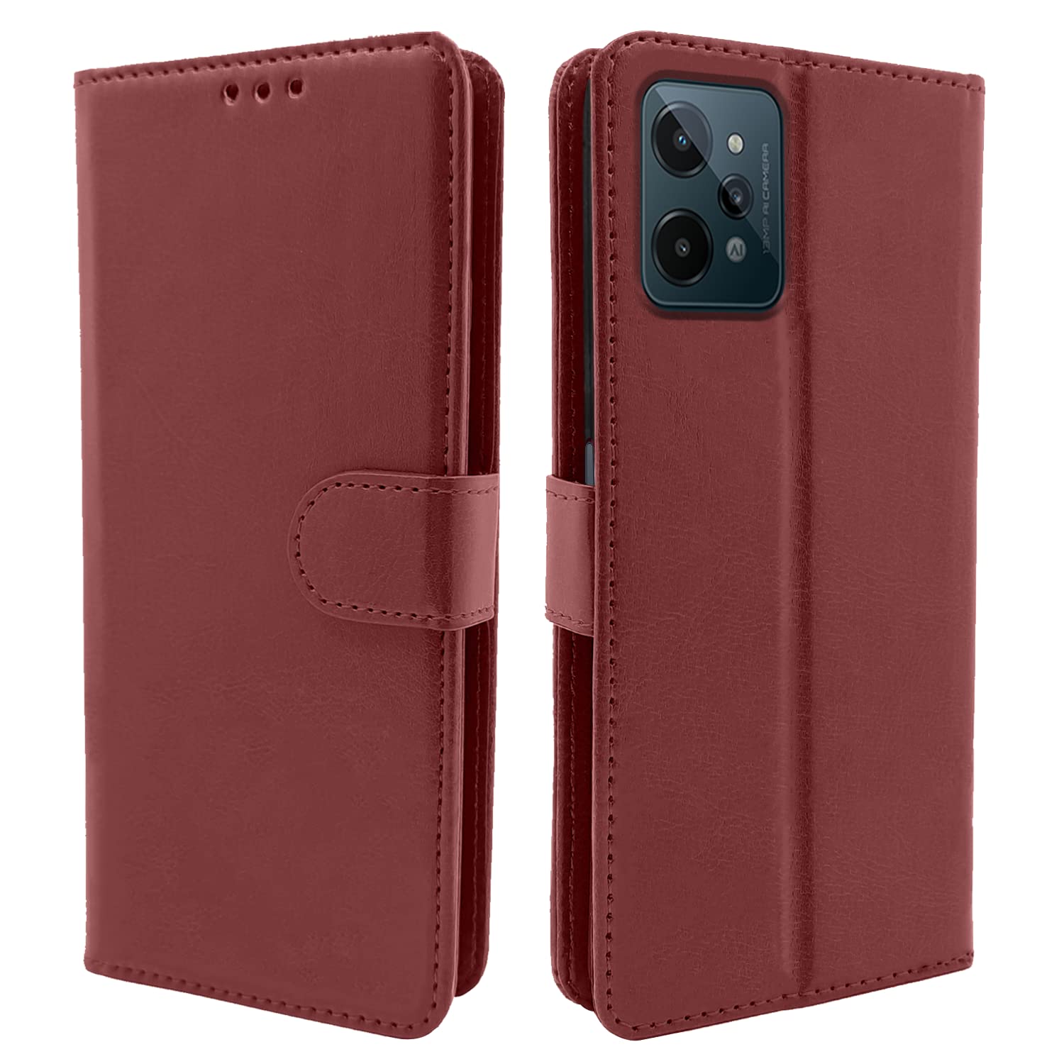 Pikkme Realme C31 Flip Cover | PU Leather Finish | 360 Protection | Wallet & Stand | Strong Magnetic Flip Case for Realme C31 (Brown) (B0B1MQV8Z7) Amazon Price History, Amazon Price Tracker