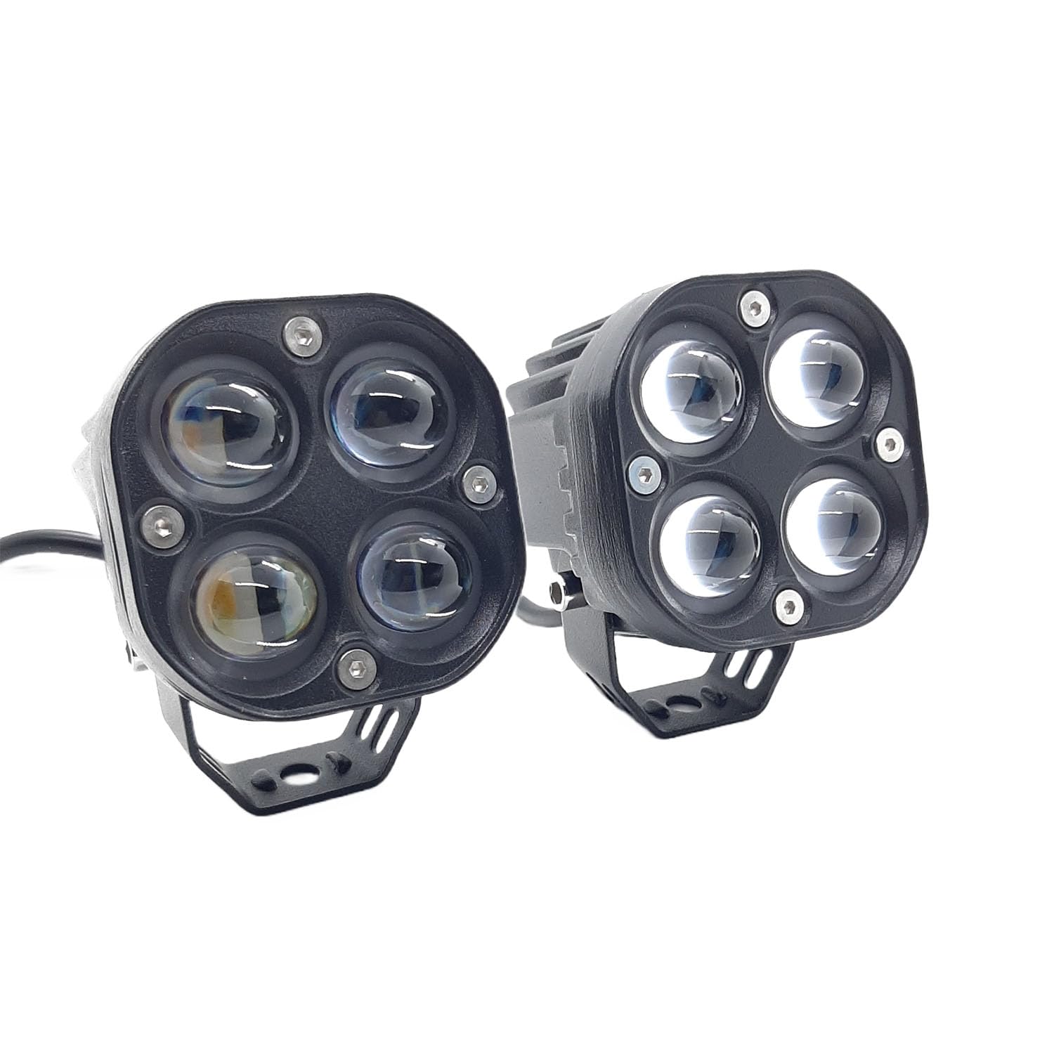 LIU HJG 80W Yellow-White Super Bright LED fog light for Bike/Car and SUV, 4 LED DRIVING LAMP with low/high beam (Pack of 2Pcs With Clamp)-image-16