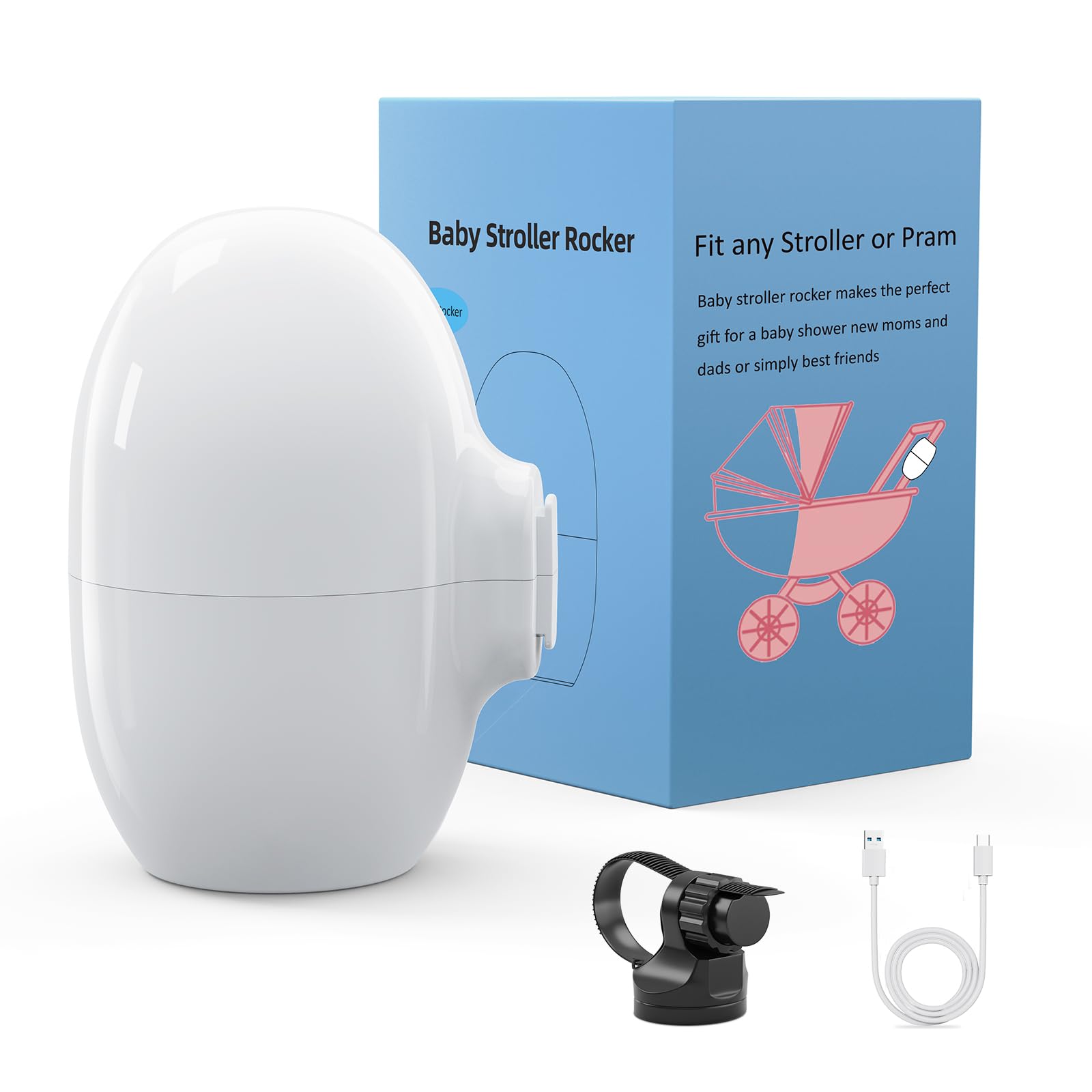 KYZDZQ Stroller Rocker with Rechargeable, Portable Baby Sleep Soother with 5 Different Intensity Vibration Patterns, Baby Rocker Sleep Aid Fits All Pushchairs, Prams, and Strollers