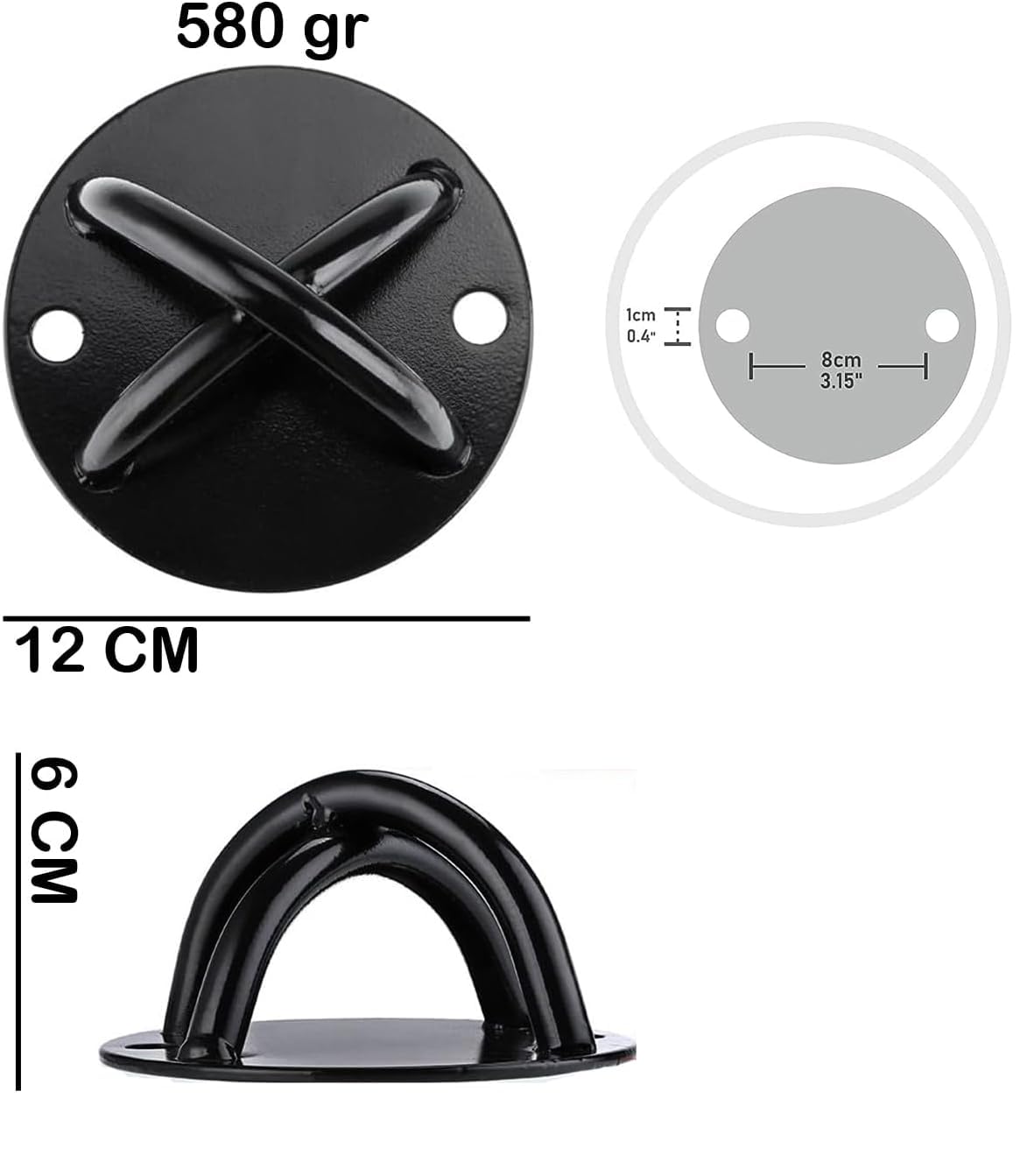 G5 HT SPORT【Gancio Da Parete E Soffitto/Anello di Ancoraggio Ø12 cm per, Sospension-Trainer, Yoga Swing 】 anelli da ginnastica Supporto Parete & Soffitto 360° in Acciaio,Portata 450 kg
