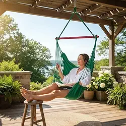 Cadeira Rede Balanço de Teto Suspensa Cor:Verde Bandeira