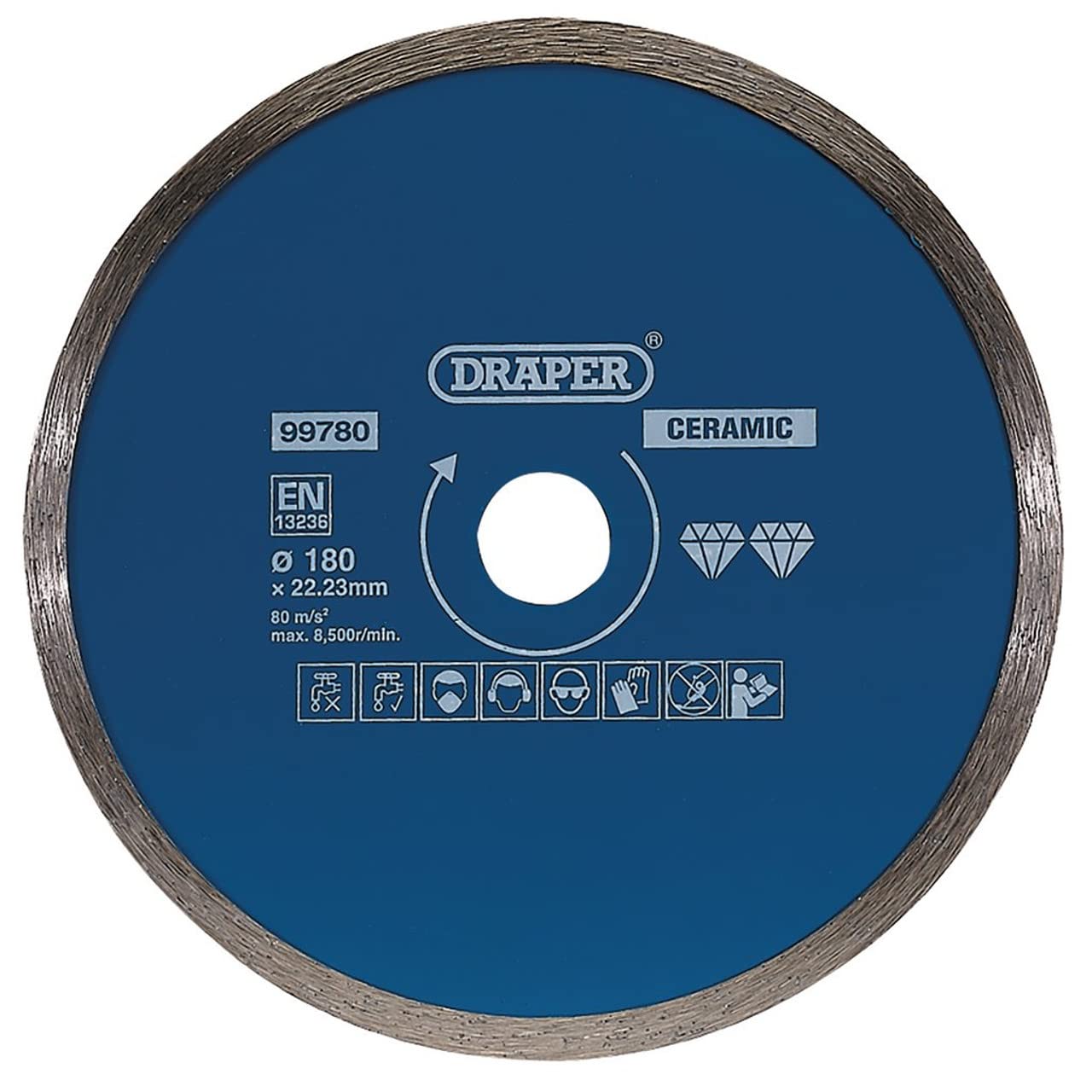 DRAPER 180MM X 22.2MM CONTINUOUS RIM DRY & WET DIAMOND CUTTING DISC 99780