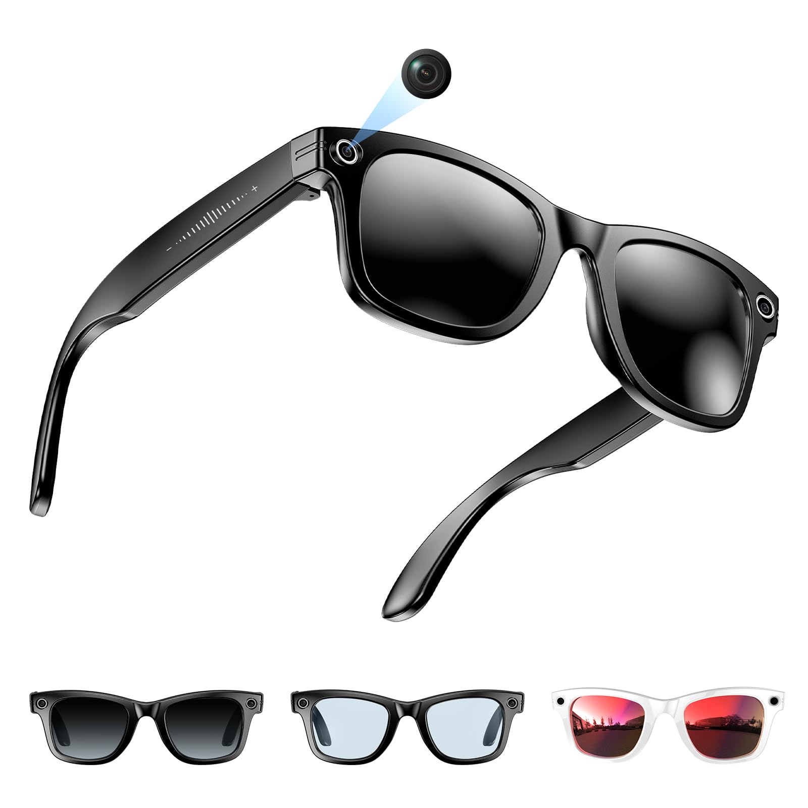 AI Smart Glasses with 8MP Camera Real-Time Translation AI Object Recognition Anti-Shake Video Bluetooth Audio 32MP Photo IP65