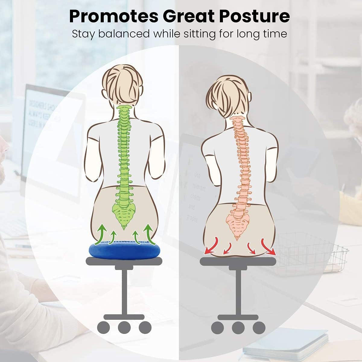 ROMIX Coussin D'Équilibre Gonflable 34 Cm Avec Pompe – Idéal Pour Améliorer La Posture, La Concentration Et Les Muscles Profonds (Enfants TDAH, Bureau, Yoga, Rééducation)