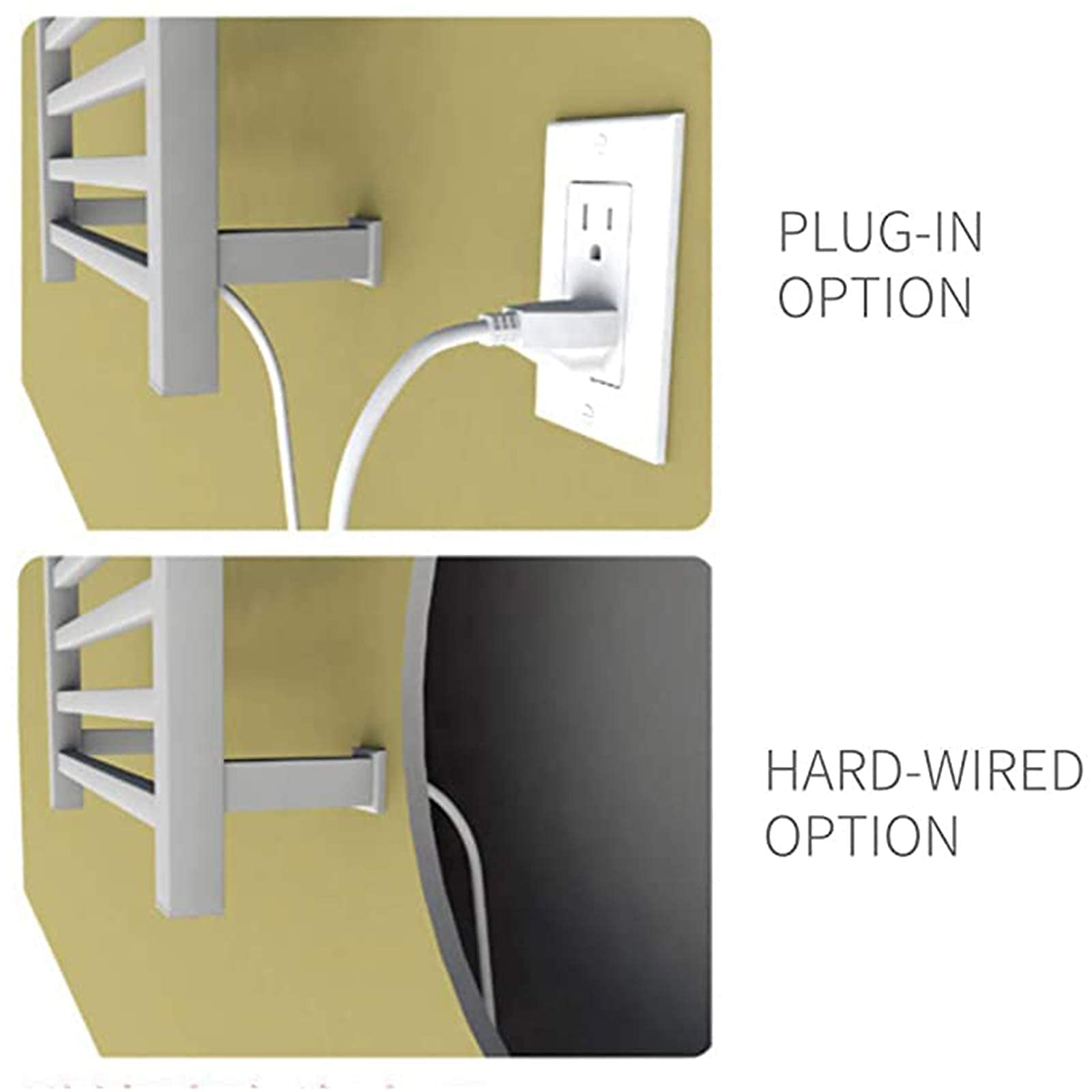 Calentador de Toallas eléctrico, tendedero eléctrico con Interruptor Impermeable, tendedero de Pared para radiador de baño, tendedero con cableado.