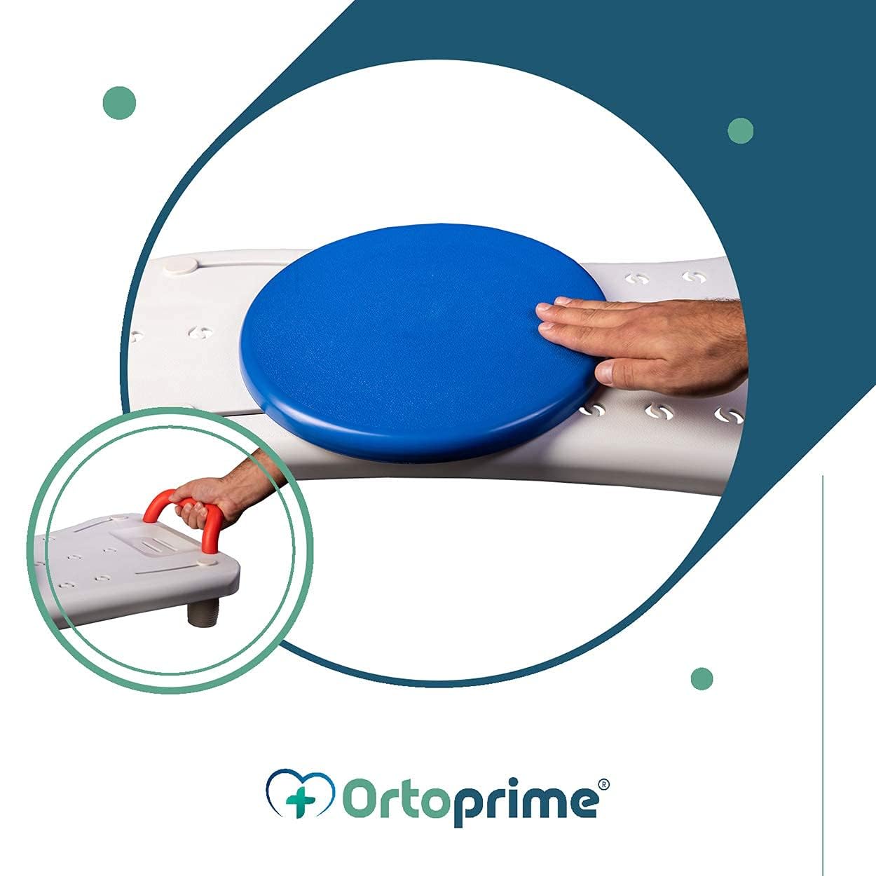 OrtoPrime Asiento Bañera con Disco Giratorio Fácil Transferencia - Silla Giratoria Bañera Adulto - Tabla de Baño Ajustable - Banco Baño Seguridad