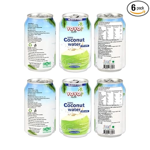 YOYO Thai Coconut Water, Refreshing Coconut Flavour, Vital Minerals (Pack of 6, 310ml Each)