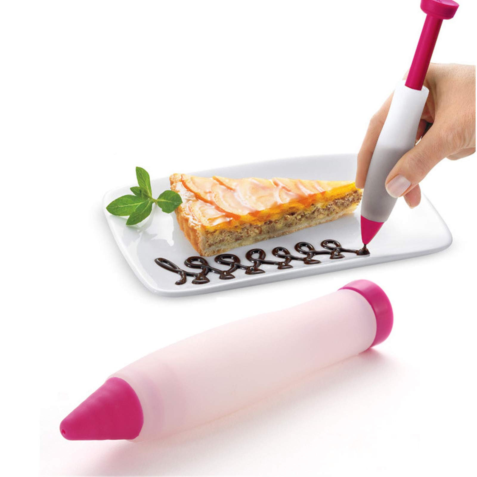 Busi 1 Piece Donut Decoration Silicone Writing Pen Cake Pastry Chocolate Baking Gadget, Cake Biscuit Pastry Cream Chocolate Frosting Decoration Syringe ice Cream Decoration Pen