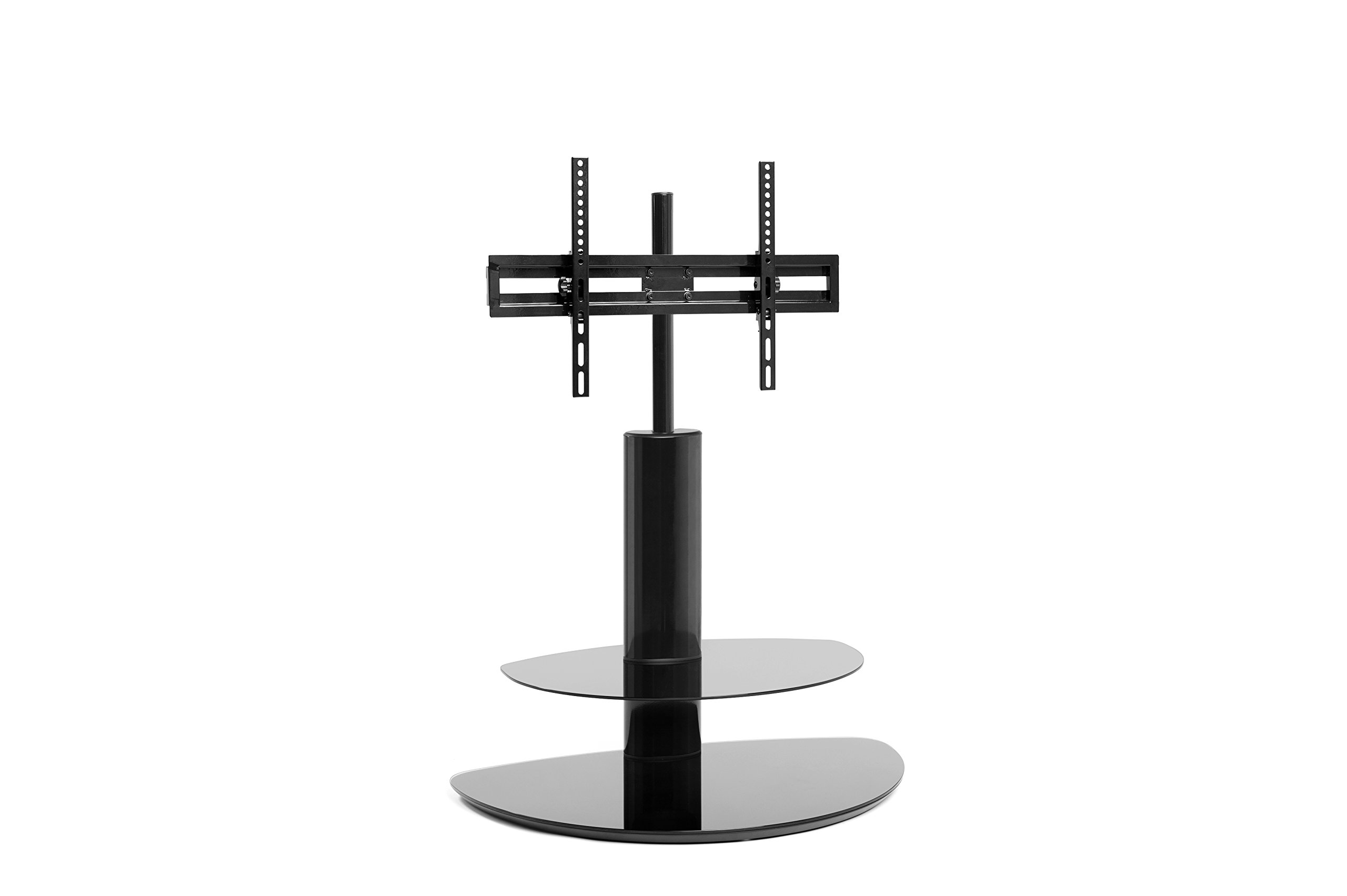 TECHLINK Strata TV Stand with High Gloss Two Shelf D Profiled Pedestal Stand for Screens Up to 50-Inch, Black