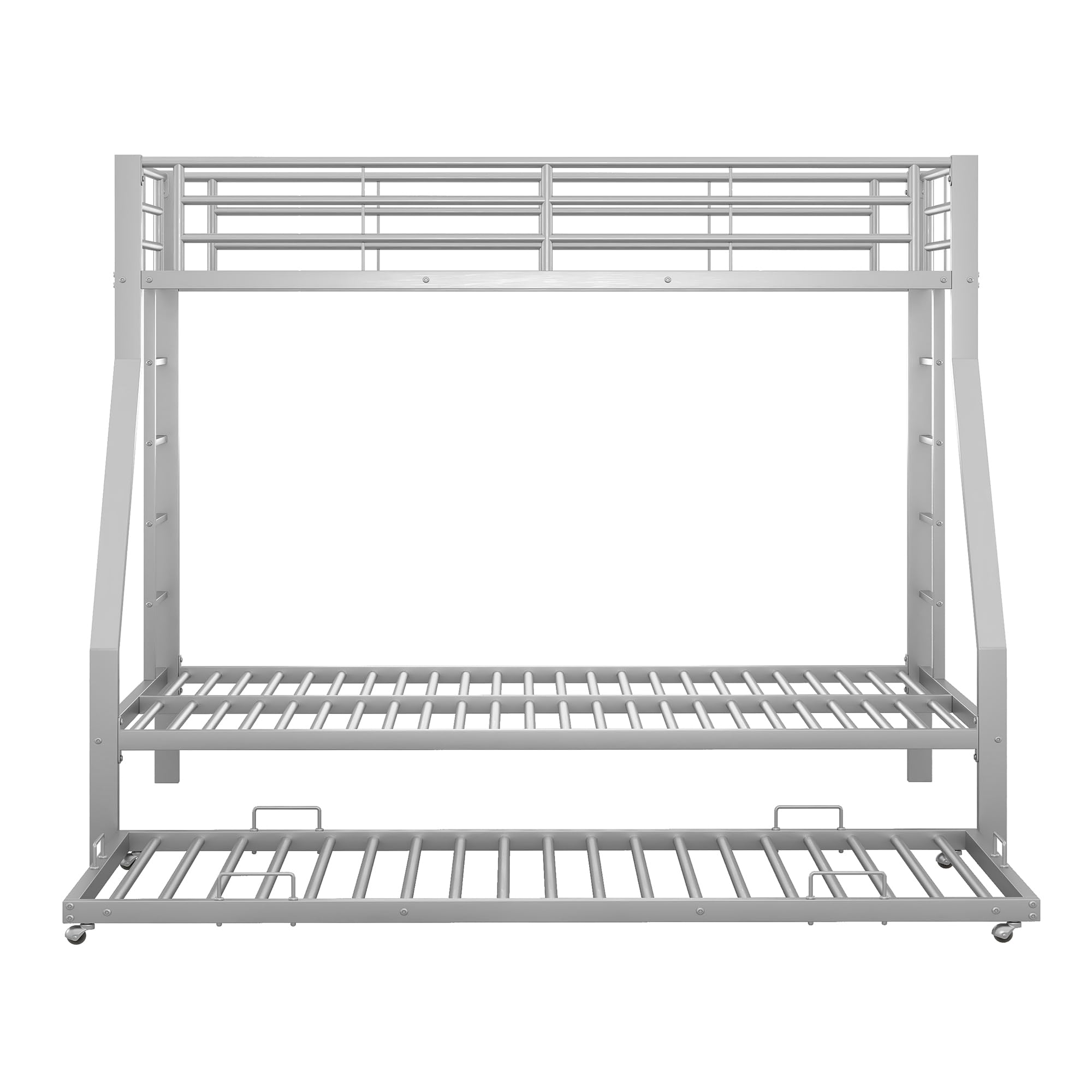Moimhear Letto a castello, letto in metallo con letto estraibile, con scala su entrambi i lati per bambini, adolescenti, adulti, facile da montare, 90 (140) x 200 cm (argento), WX000124