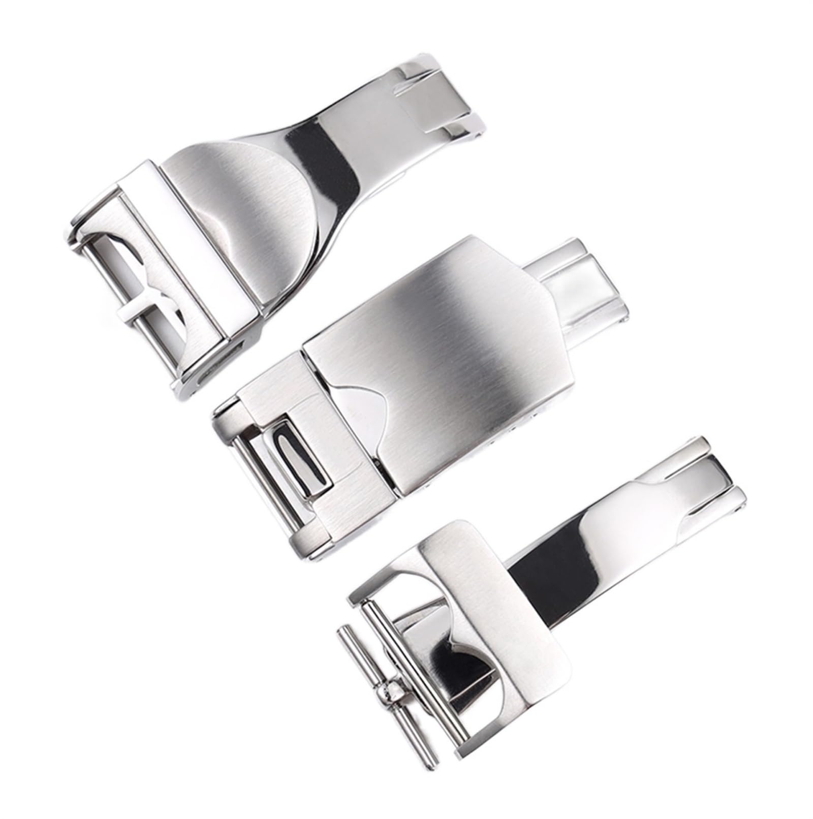 Fibbia pieghevole in acciaio inox per orologio da polso, fibbia per orologio Tudor Black Bay, 18 mm, argento