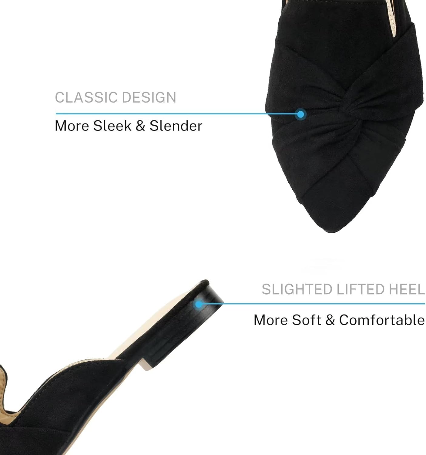 MUSSHOE Mules for Women Flats Comfortable Women Mules Backless Loafers with Knot - Image 3