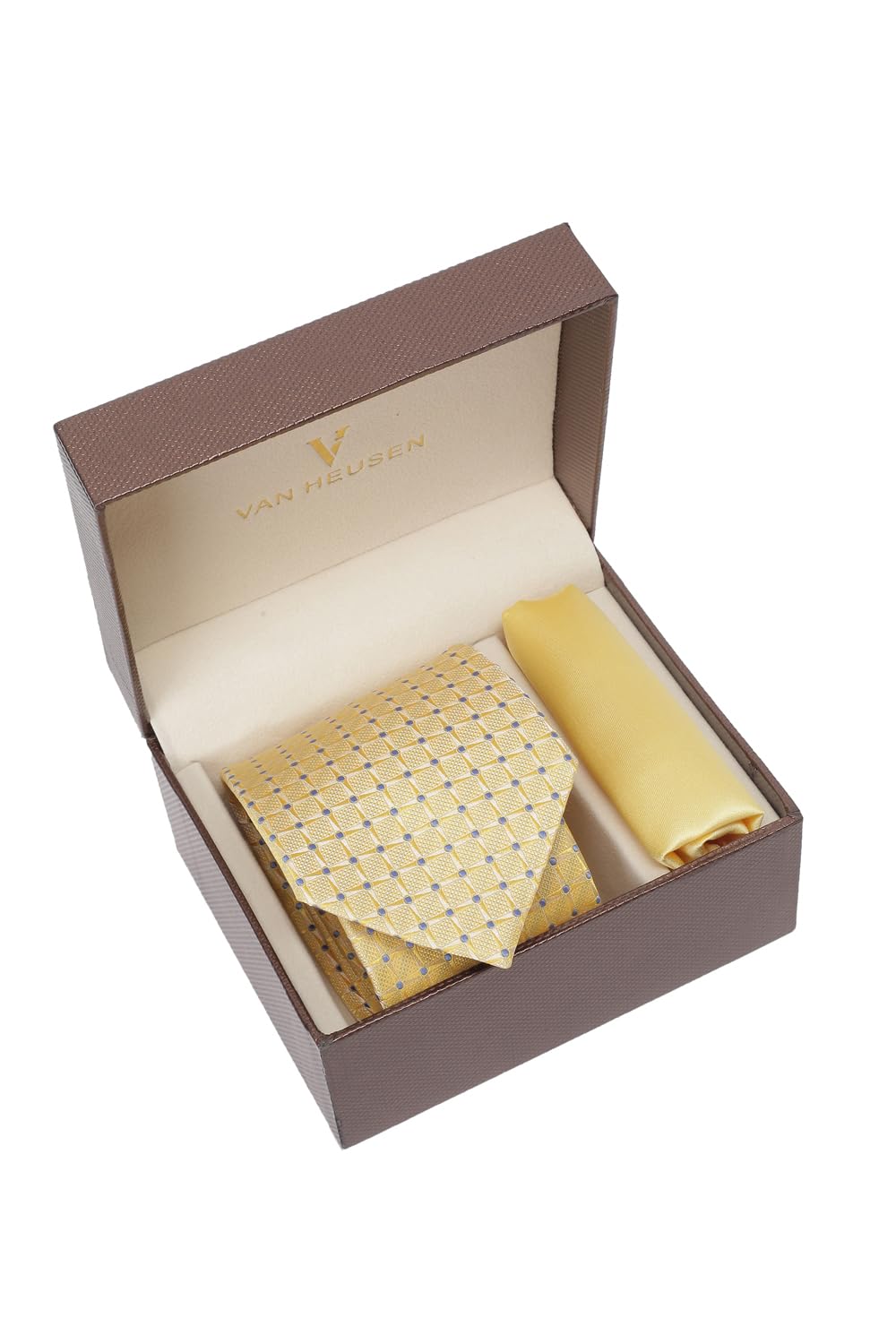 van heusen Men Yellow Party Tie and Pocket Square-picture-22