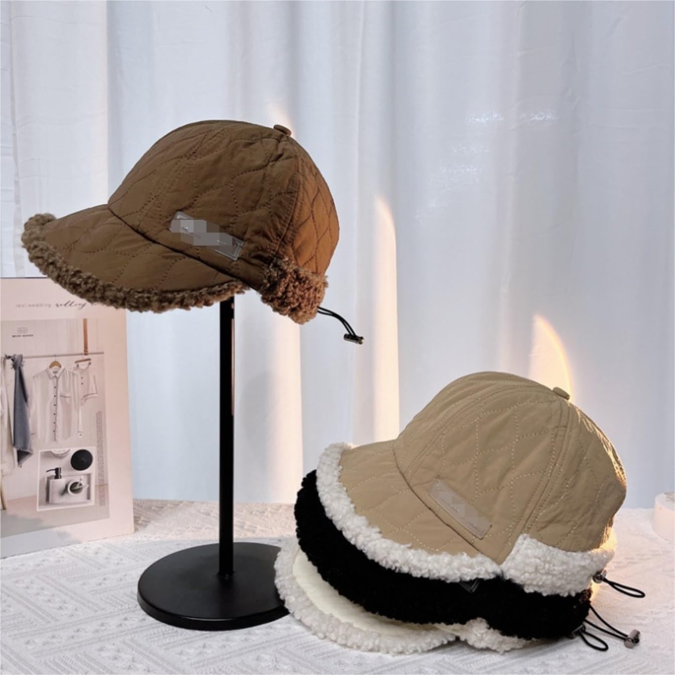 Gorro Invierno Bonito Gorro De Invierno para Mujer, con Visera Ajustable, Grueso Y Suave para Gorros Cálidos(Bruin)