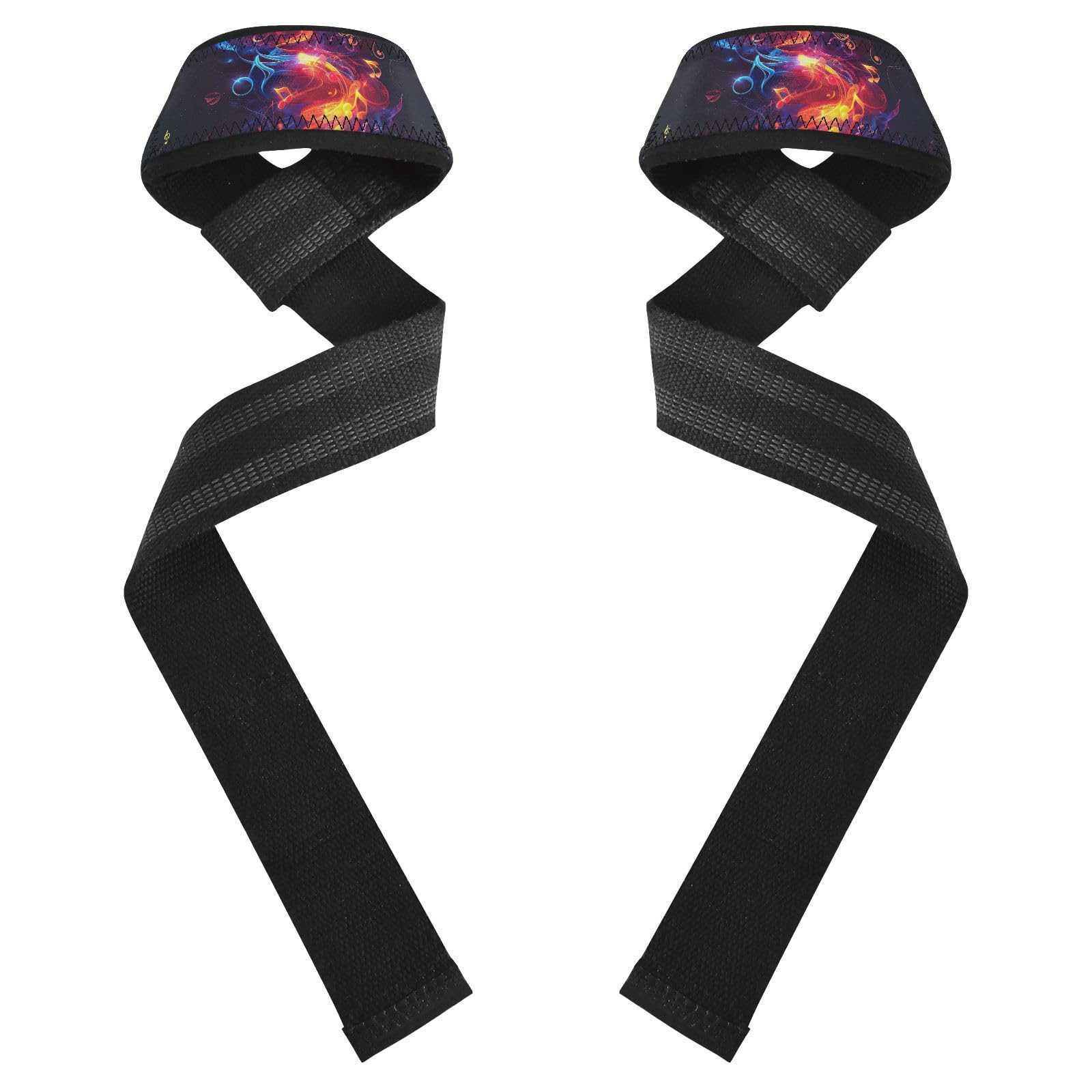 Nander Beautiful Colored Notes Wrist Straps for Weightlifting,Lifting Straps with Neoprene Cushioned Wrist Padded and Anti-Skid Silicone for Strength Training,Bodybuilding,Deadlifting