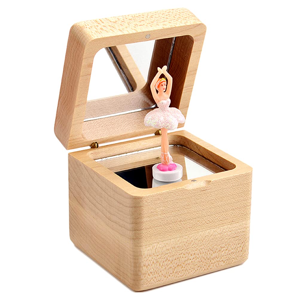 SOFTALK Solid Wood Ballerina Girl Music Box 18 Note Musical Boxes The Best Gift For Christmas Birthday Valentine's Day Mother's Day (Maple Wood, Tune : Fur Elise)