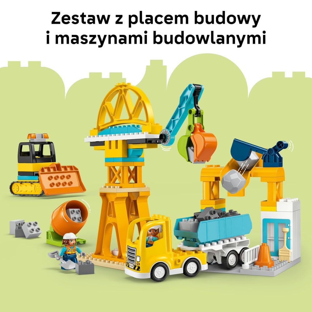 LEGO DUPLO Plac budowy z pojazdami 3 w 1 10476 | plac budowy, klocki dla 3-latka, prezent dla chłopca i dziewczynki 3+, pojazdy 3 w 1, 84 elementy