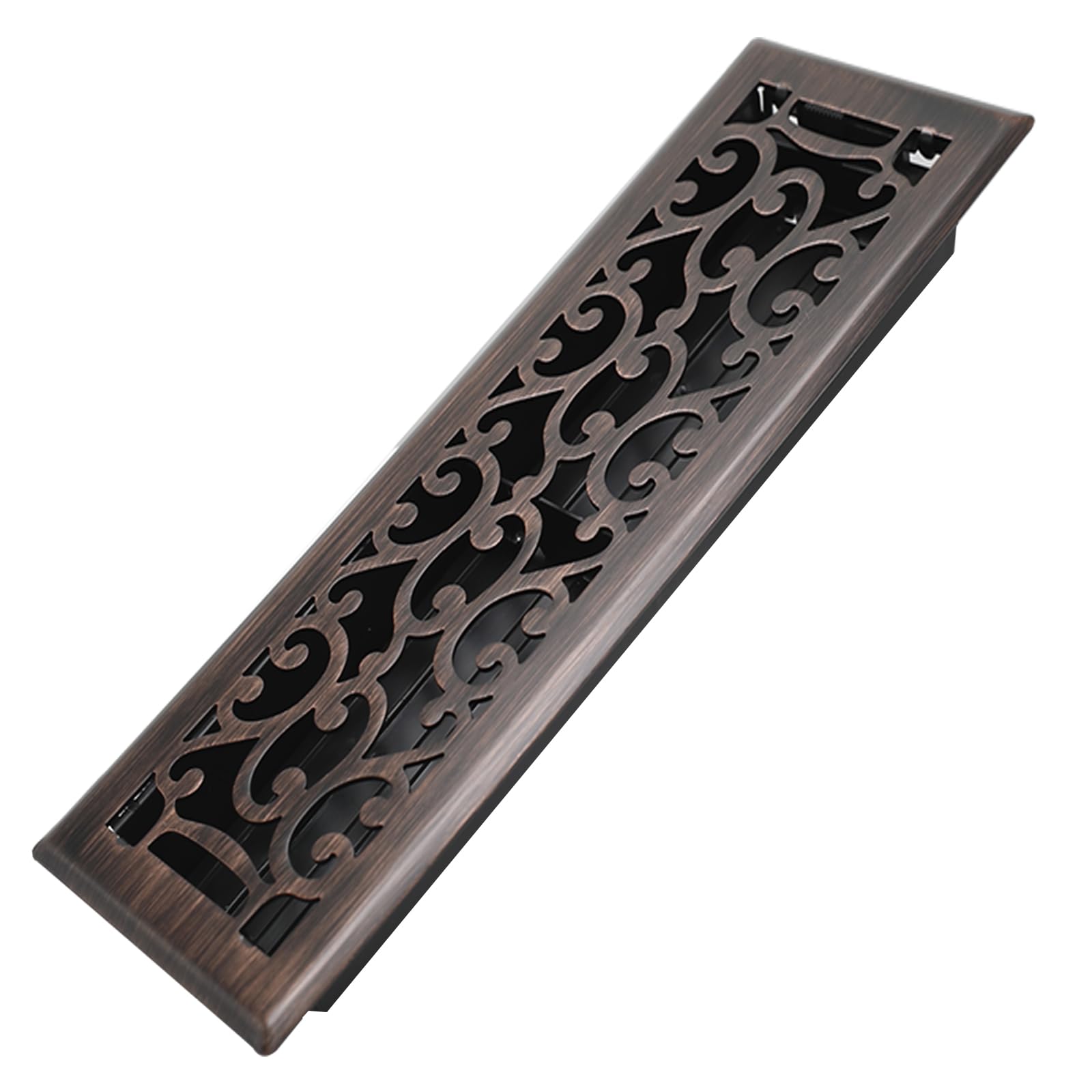 Photo 1 of Howeall 4x14 Inches Heavy Duty Walkable Floor Register - Easy Adjust Air Supply Lever Decorative Floor Vent Covers, Savannah Design Vent Covers for Home - Oil Rubbed Bronze