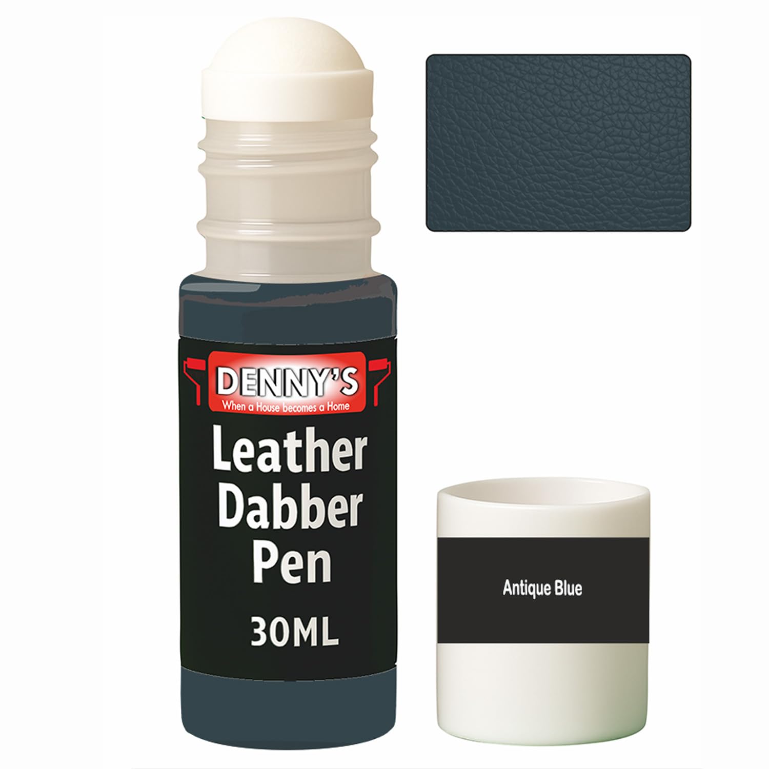 Leather Colour Restorer Recolouring Balm Repair Treatment for Faded & Worn Absorbent Leather Shoes, Boots, Jackets (15 Antique Blue, Dabber Pen 30ml)