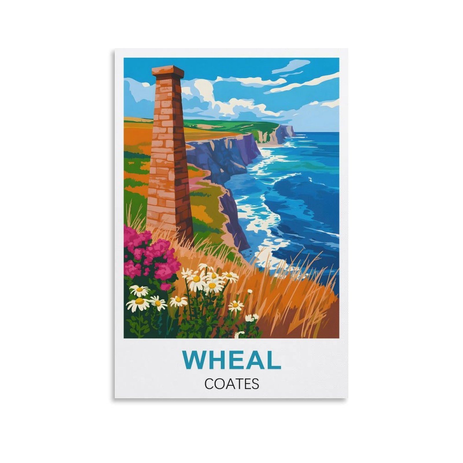 EZMLFA 5D Diamond Painting Kits for Adults,Wheal Coates Cornwall,DIY Full Round Drill Diamond Dot Gem Art Kits for Adults,Crafts for Decor 40x40cm