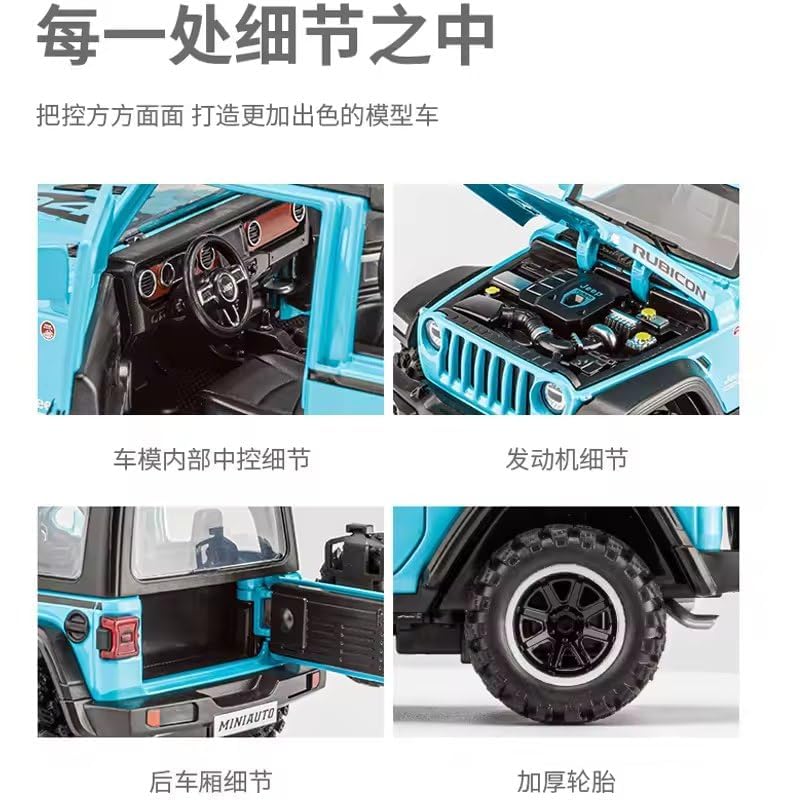 Image of 1:32 Alloy Model Car Compatible for Wrangler Rubicon Style, Diecast Pull Back Toy Car with Light & Sound for Kids Boys Girls Gift (Black)