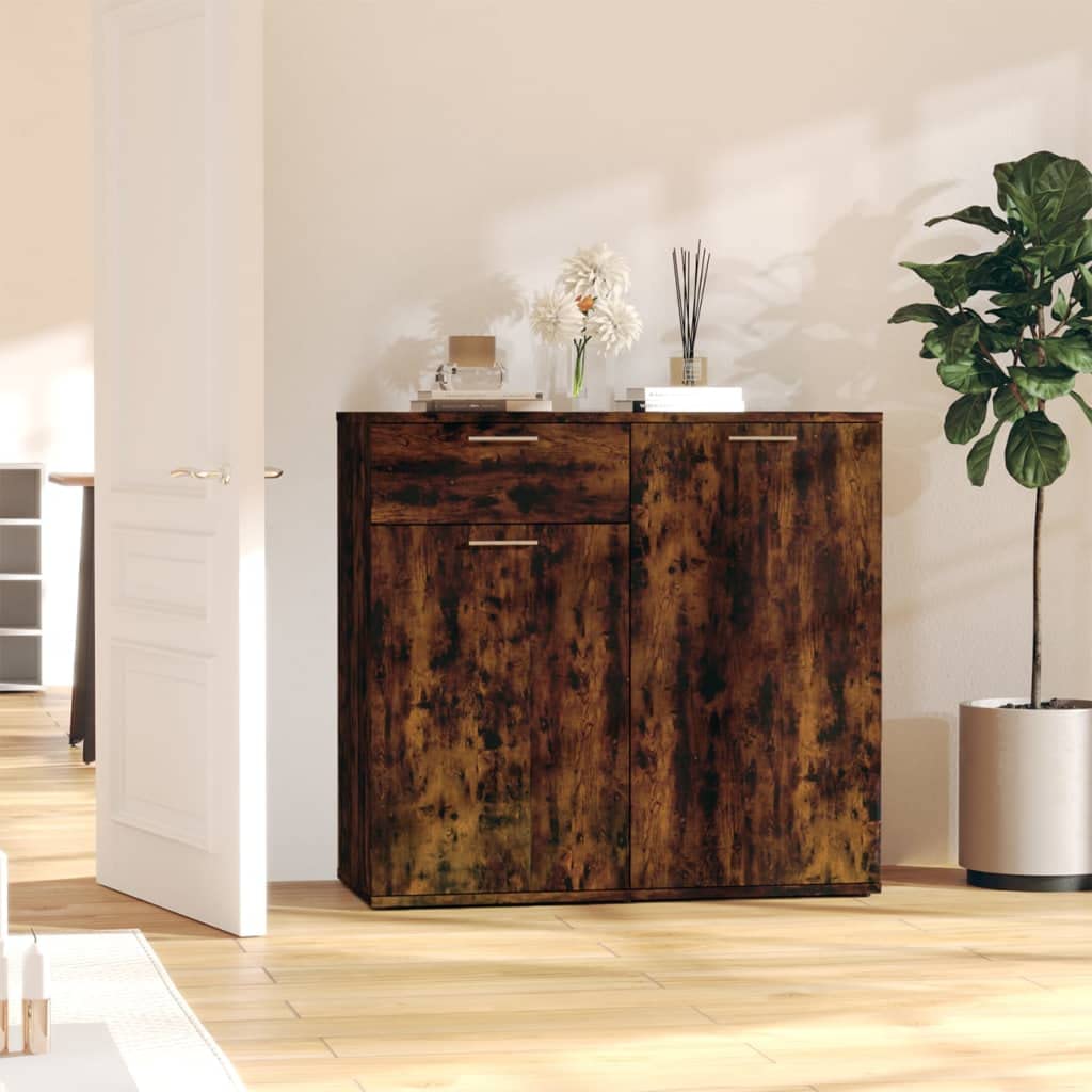 Buffet en chêne fumé meuble de rangement de salon 80x36x75 cm