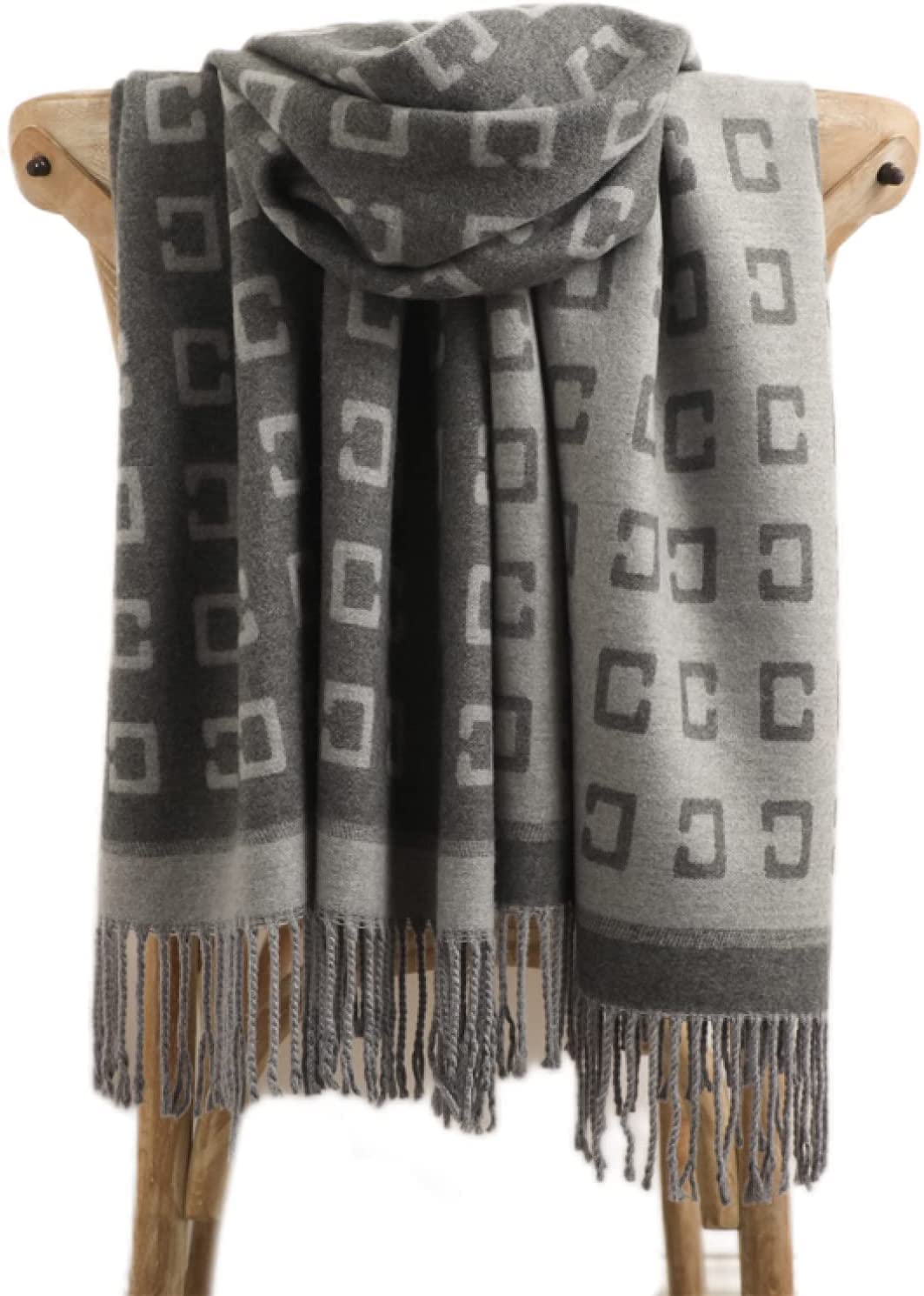 Modischer Schal Wickelschals Poncho Schal, Winter Damen Kaschmir Pashmina Warmer Schal Hals Luxusschal und gefaltete Quaste Buchstabendruck Strickschal Puffdecke (Farbe: WT28-10, Größe: A)