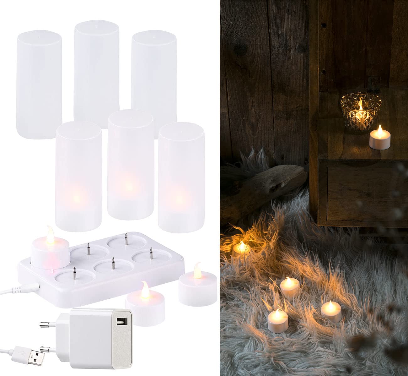 Lunartec LED Akku Windlichter Set Mit Flackernden F Produktbild-Vorschau 2