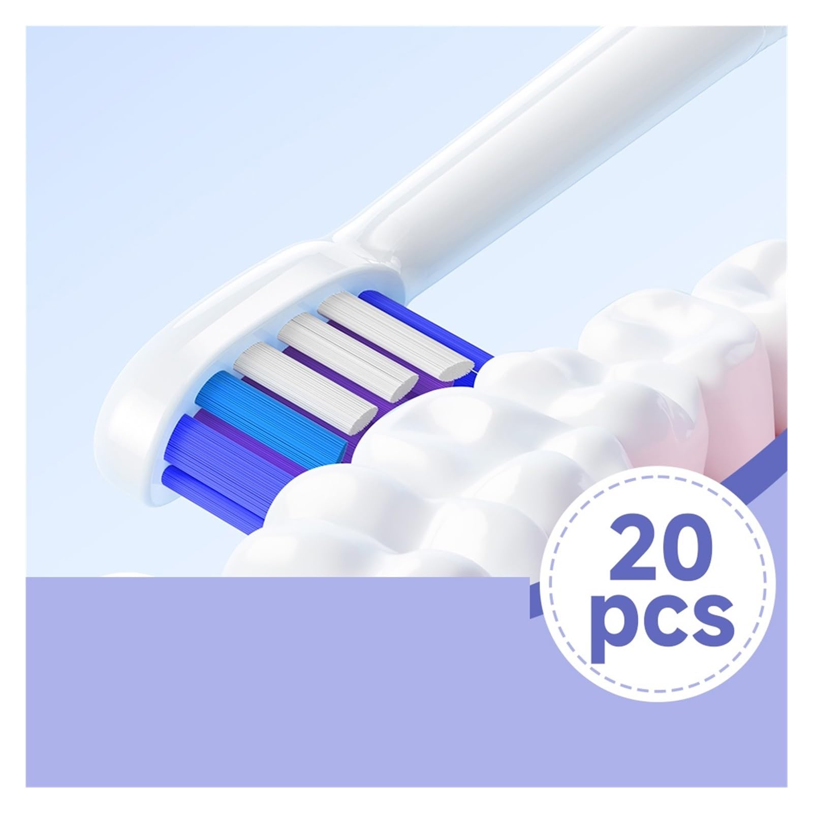 20PCS Cabezales de cepillo, compatible con Philips | Cabezales de repuesto de plástico para cepillado diario y cambio rutinario(20HB70C)
