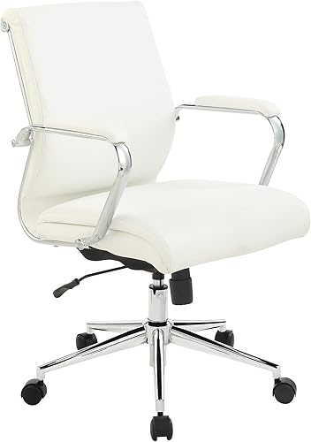 Office Star Silla de oficina ajustable Antimicrobial Manager con base cromada, respaldo medio, tela de nieve Dillon
