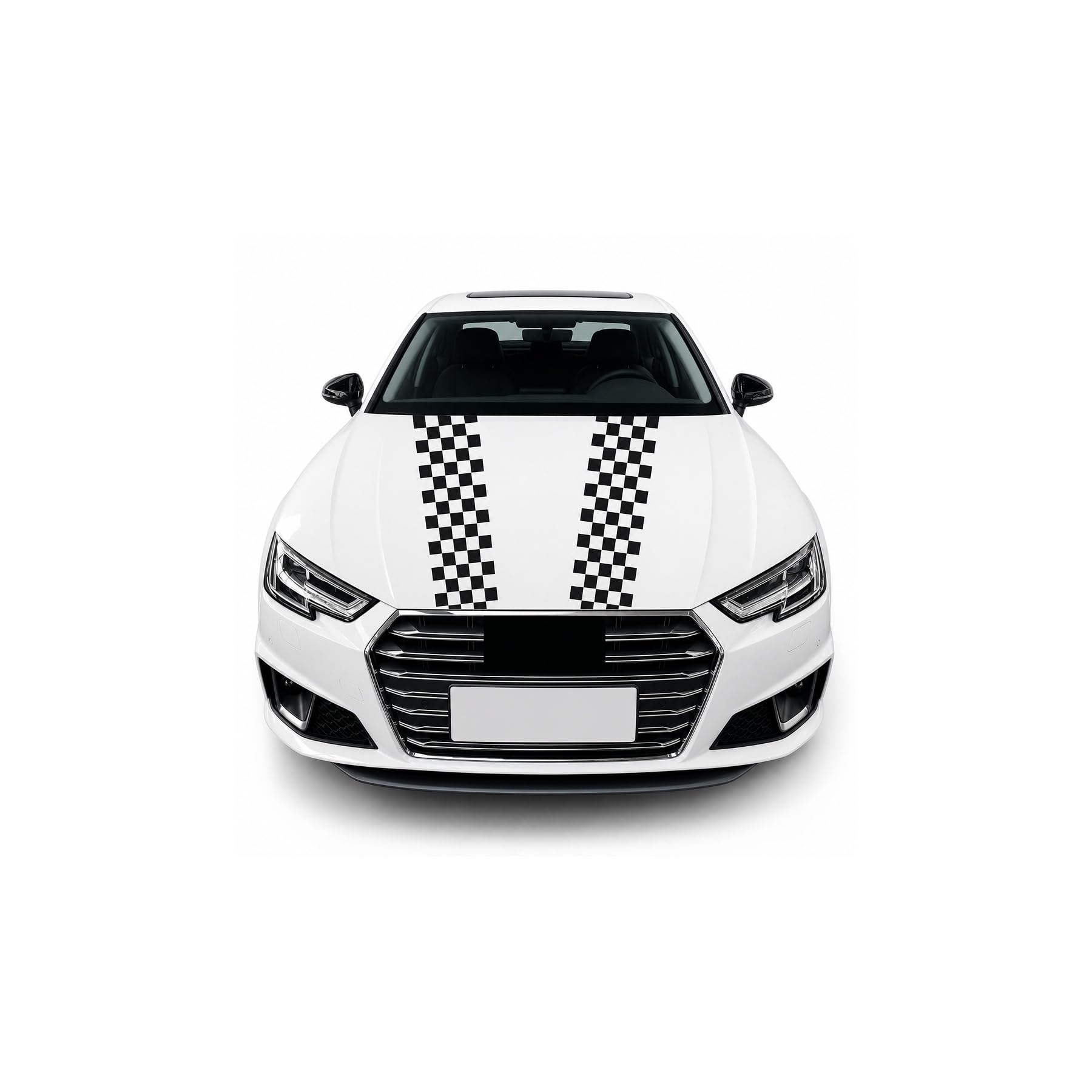 2-Piece Checkered Racing Vinyl Car Hood Decals, Waterproof Exterior Stickers for All Vehicles, Auto Hood Styling Graphics(A-126 Gray 2pcs)