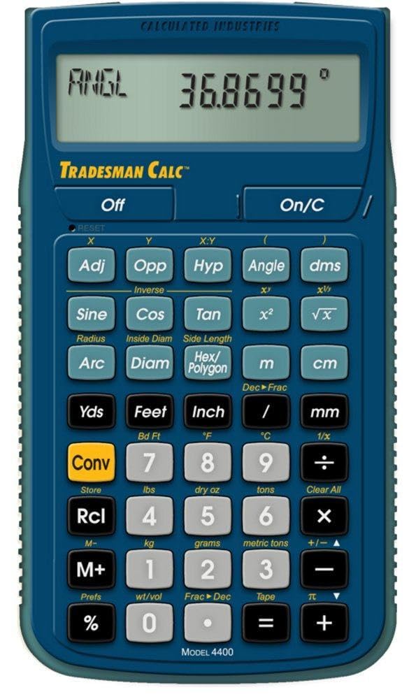 Calculated Industries 4400 TradesmanCalc Technical Trades Dimensional Trigonometry and Geometry Math and Conversion Calculator Tool for Tech Students, Welders, Metal Fabricators, Engineers, Draftsmen Small