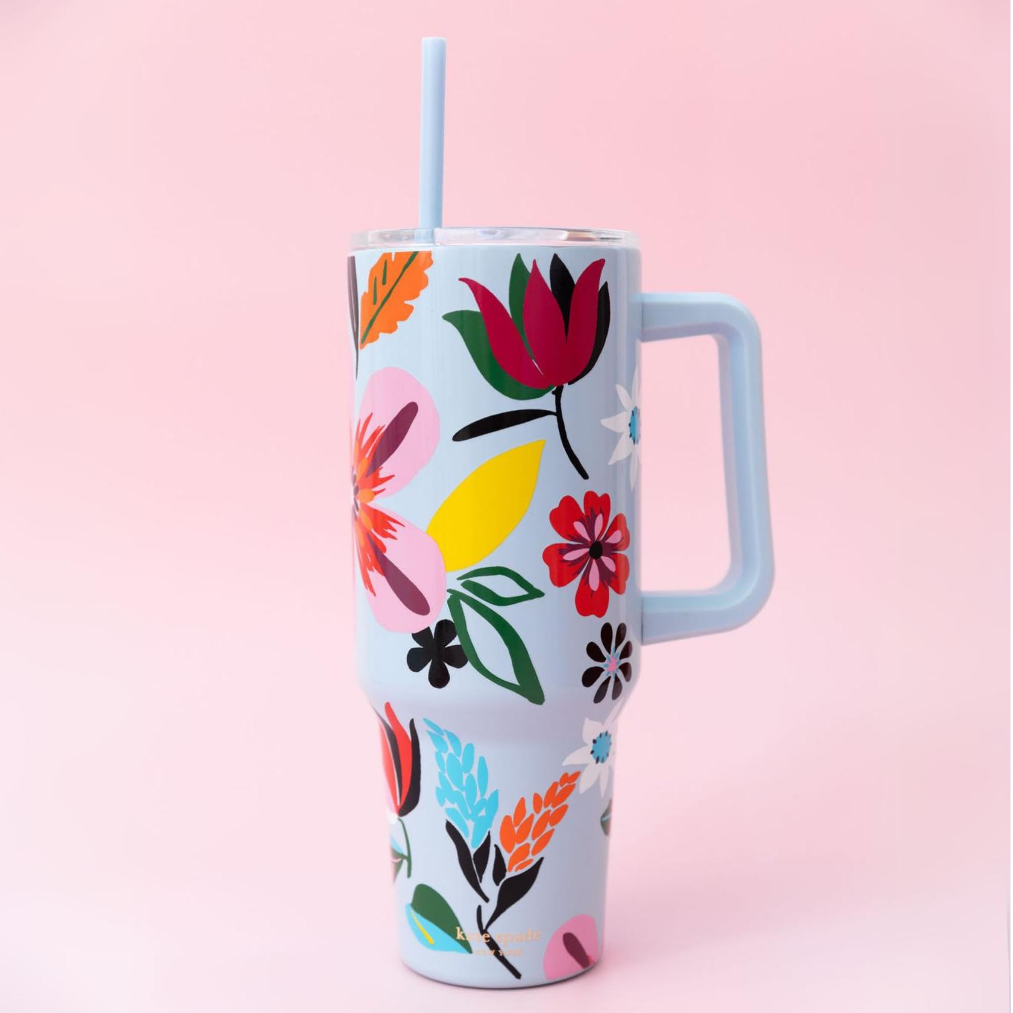 Kate Spade New York, 30ml Double Wall Stainless Steel Insulated Tumbler with Handle and Straw, Fits in Cup Holders, BPA Free - Image 4