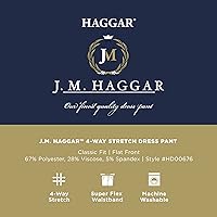 Vista 4 de Haggar Mens Classic Fit Flat Front Flex Waistband Stretch Dress Pant