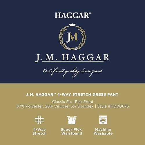 Miniatura 4 de Haggar Mens Classic Fit Flat Front Flex Waistband Stretch Dress Pant