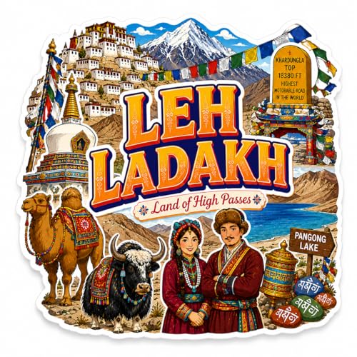 Image of Zesta Wooden Fridge Magnets Set | Refrigerator Decor Magnets for Kitchen | India Souvenir Fridge Magnet Collection | Wooden Magnet for Fridge Door Decoration (Leh Ladakh)