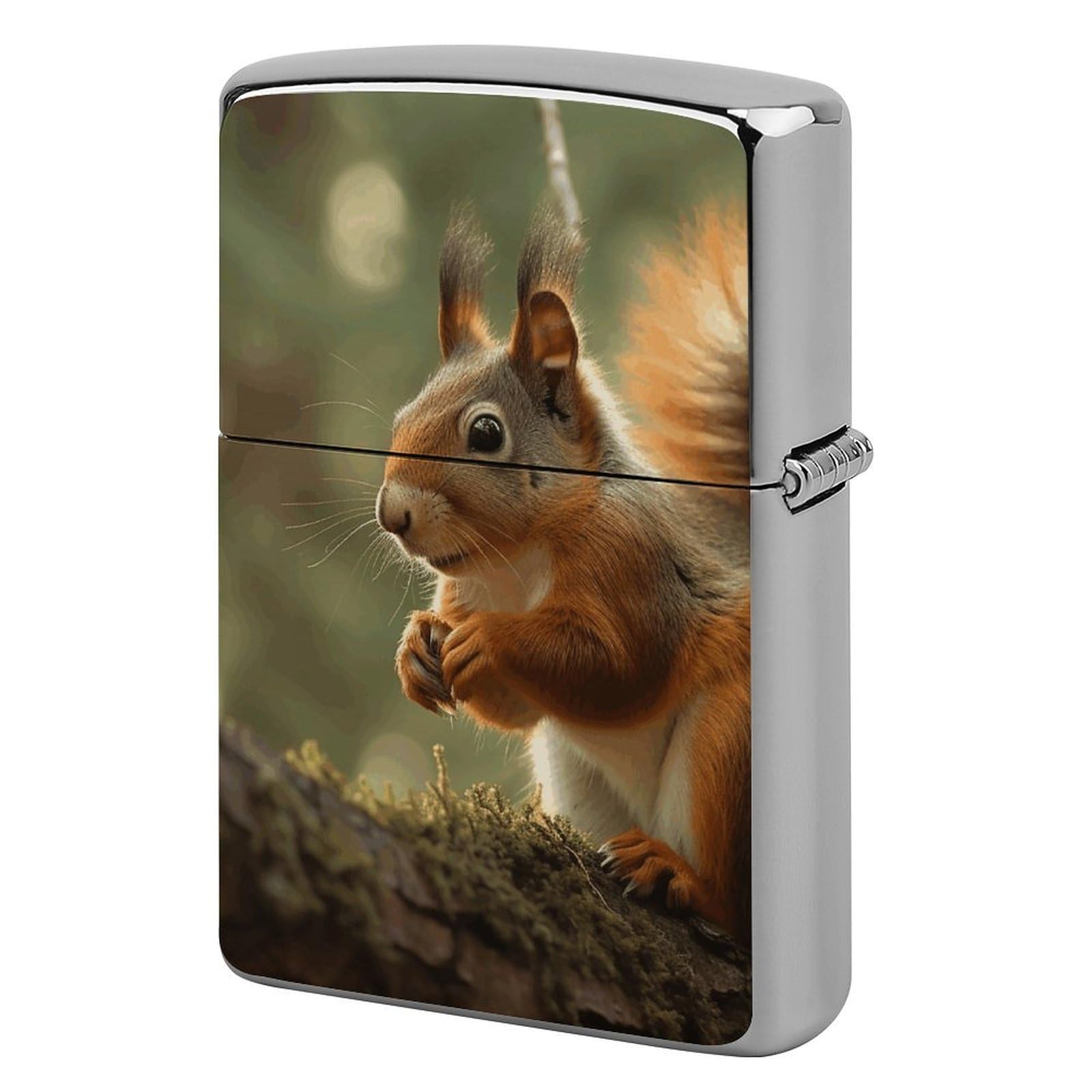 Wildlife Forest Squirrel Lighter Case Cover Vintage Metal Lighter Sleeve Reusable Lighter Protective Cover Decorative Lighter Holder Birthday Gifts for Men Women