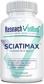 Research Verified Sciatimax Sciatica & Nerve Support with B Vitamins, Magnesium, Corydalis, Boswellia & Alpha Lipoic Acid 60 Vegan Capsules