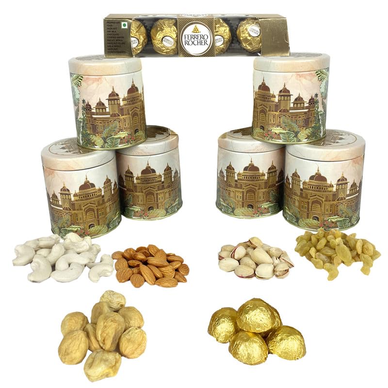 Image of NUTRI MIRACLE Rakhi Gift Filled with Nuts and Assorted Chocolate Bites | Guest Gift Hamper of Healthy Dry Fruits