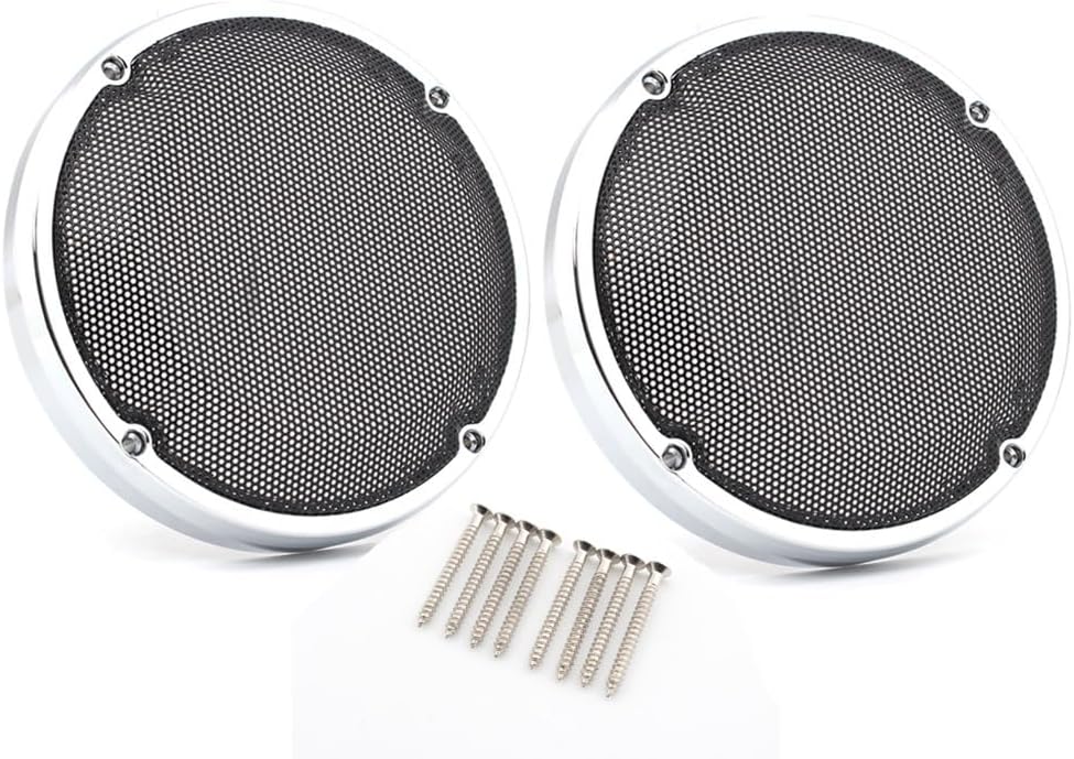 6.5'' Saddlebag Lid Round Speaker Grill Cover Compatible with Harley Touring Electra Glide Road King Ultra-Classic Chrome Moto Accessories